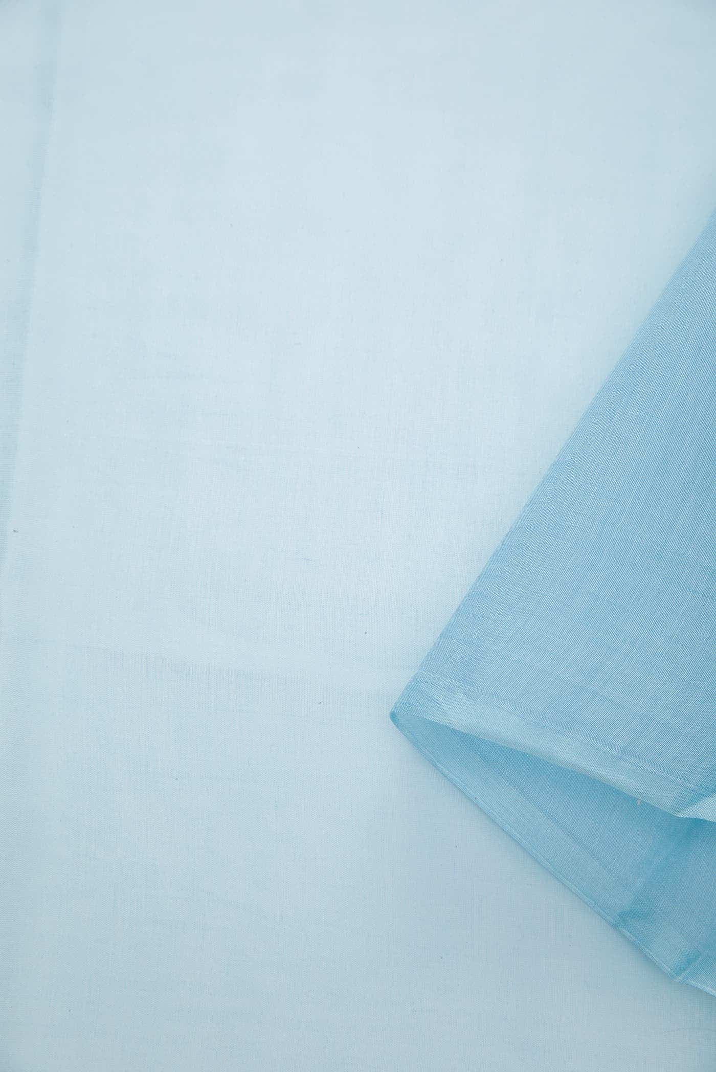 Blue Chanderi Silk Dress Material