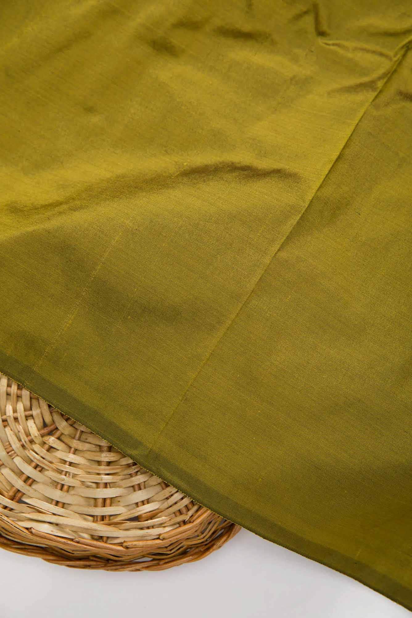 Mehandi Green Kanchipuram Silk Dress Material