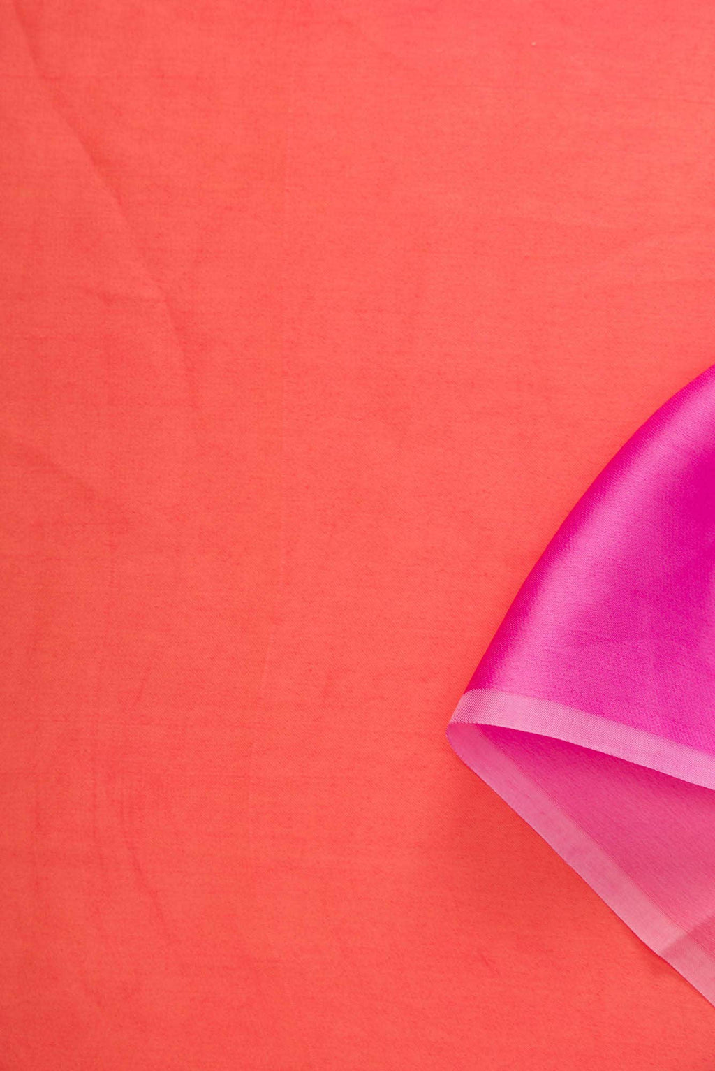 Dark Pink and Orange Satin Silk Dress Material