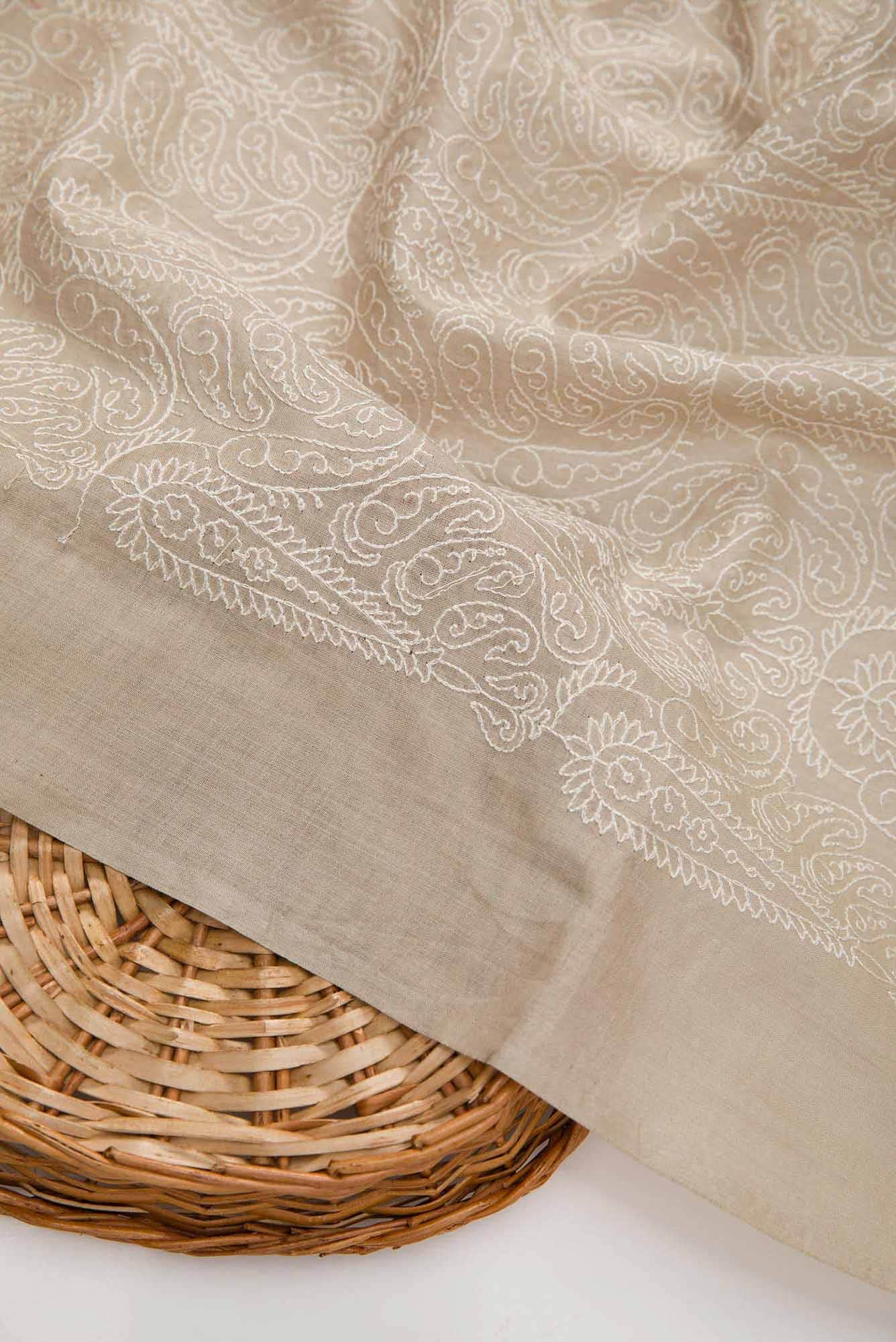 Beige Tussar Silk Dress Material