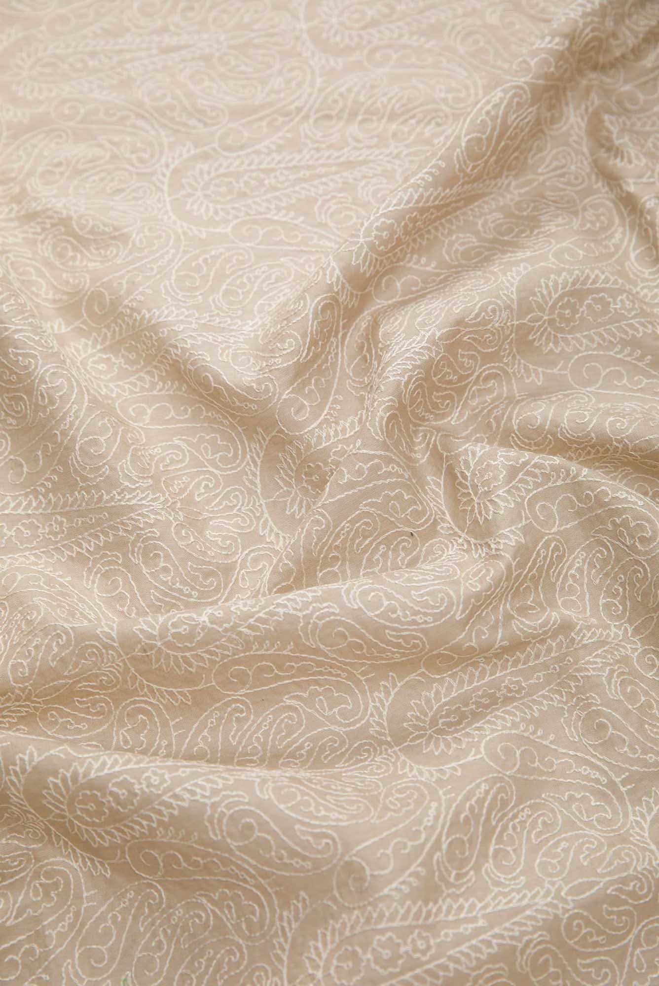 Beige Tussar Silk Dress Material