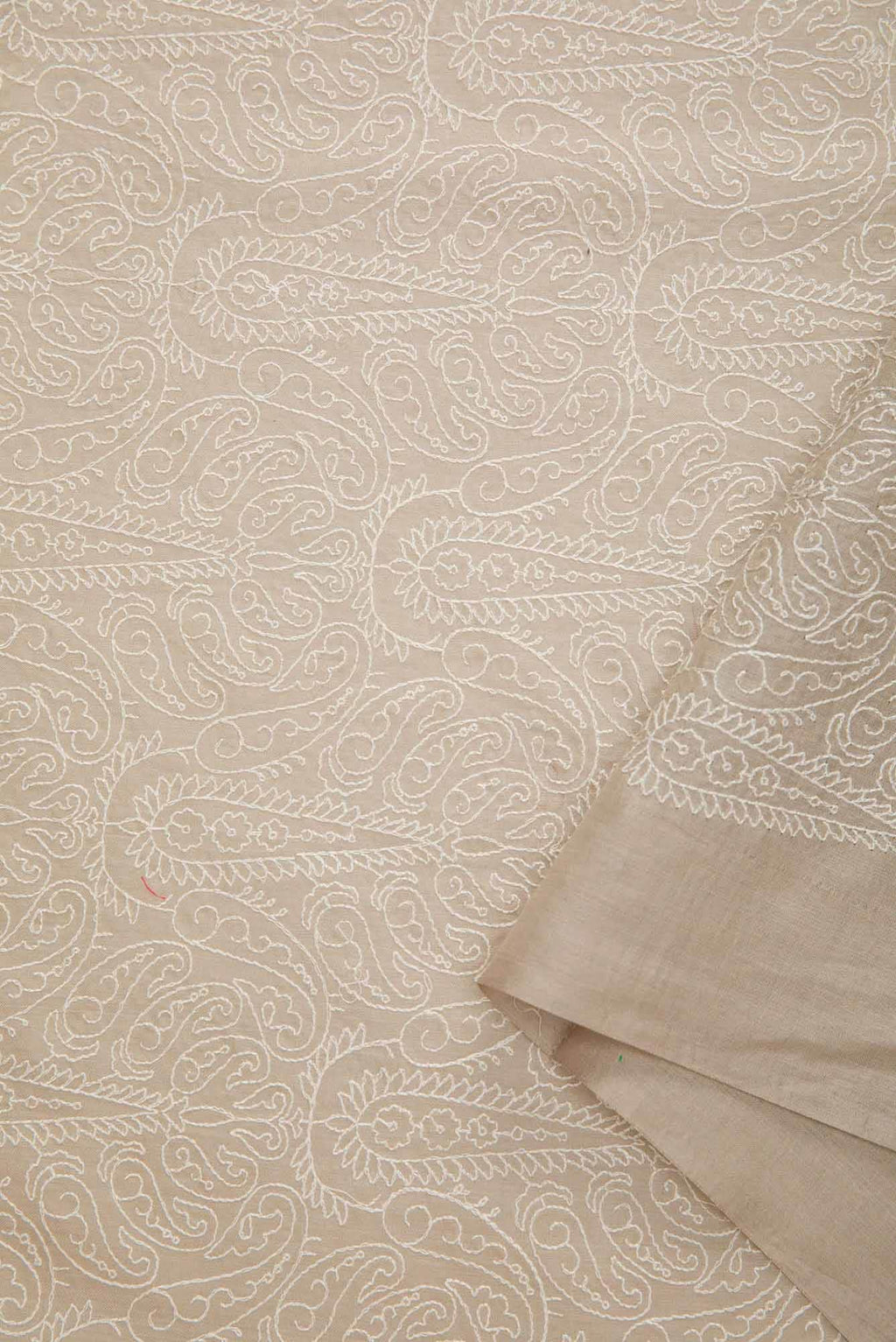 Beige Tussar Silk Dress Material