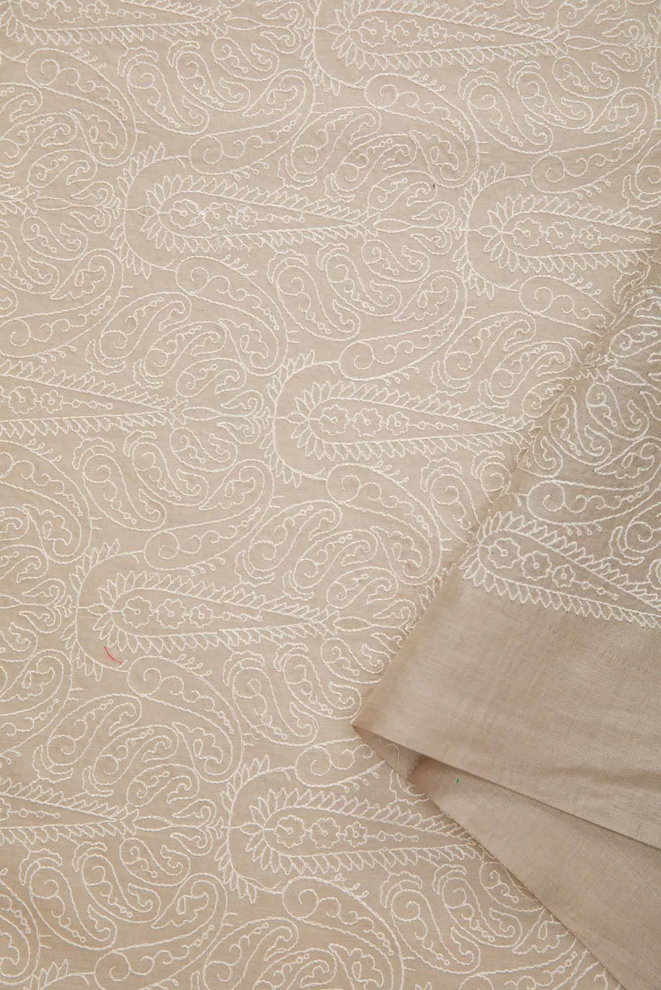 Beige Tussar Silk Dress Material