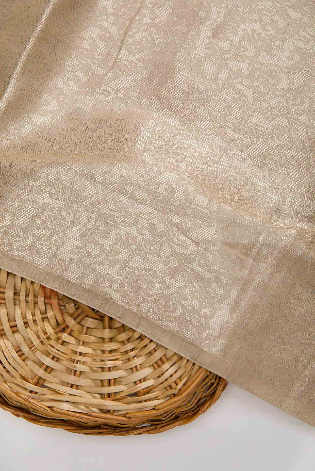 Beige Banarasi Silk Dress Material