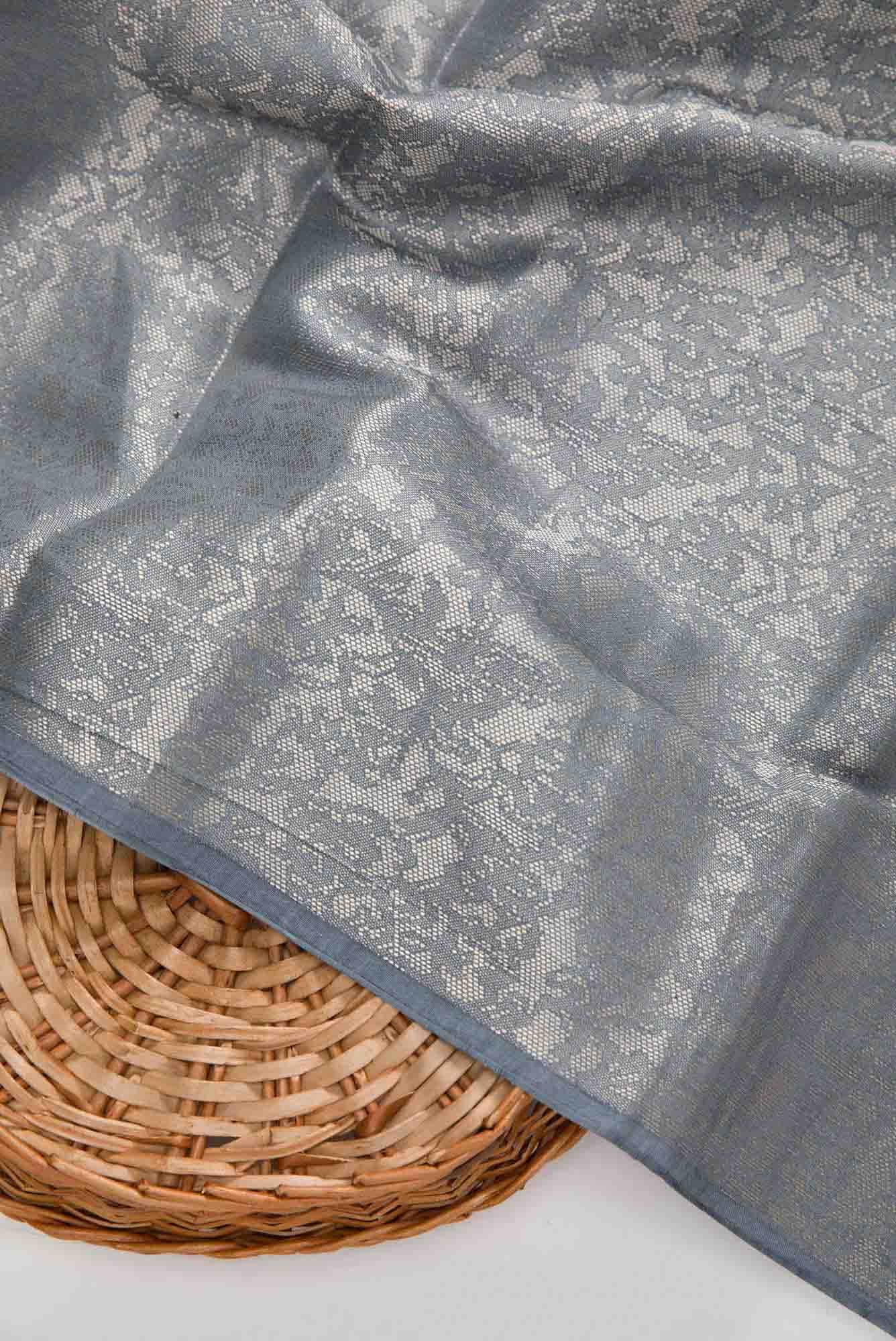 Grey Chanderi Silk Dress Material