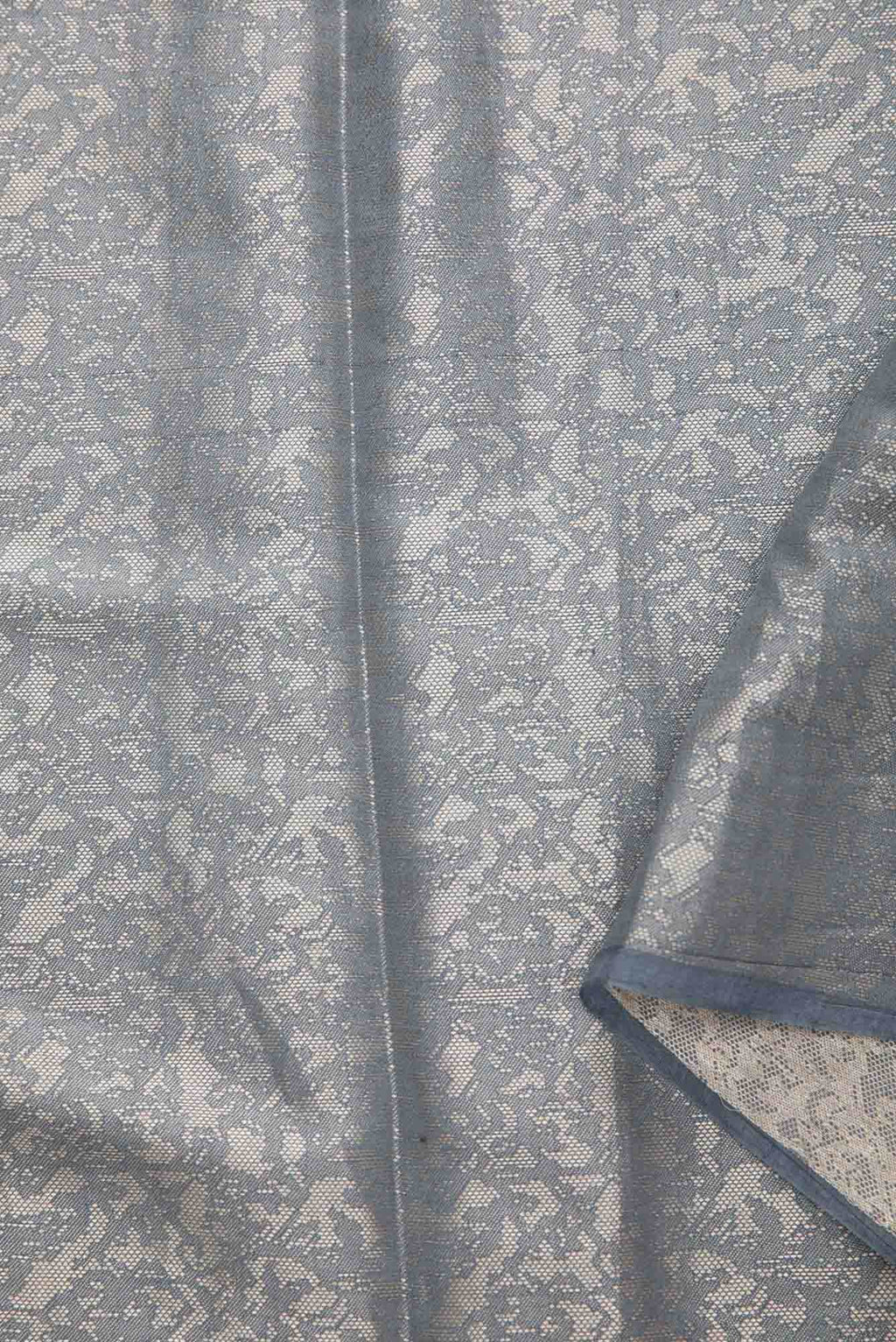 Grey Chanderi Silk Dress Material