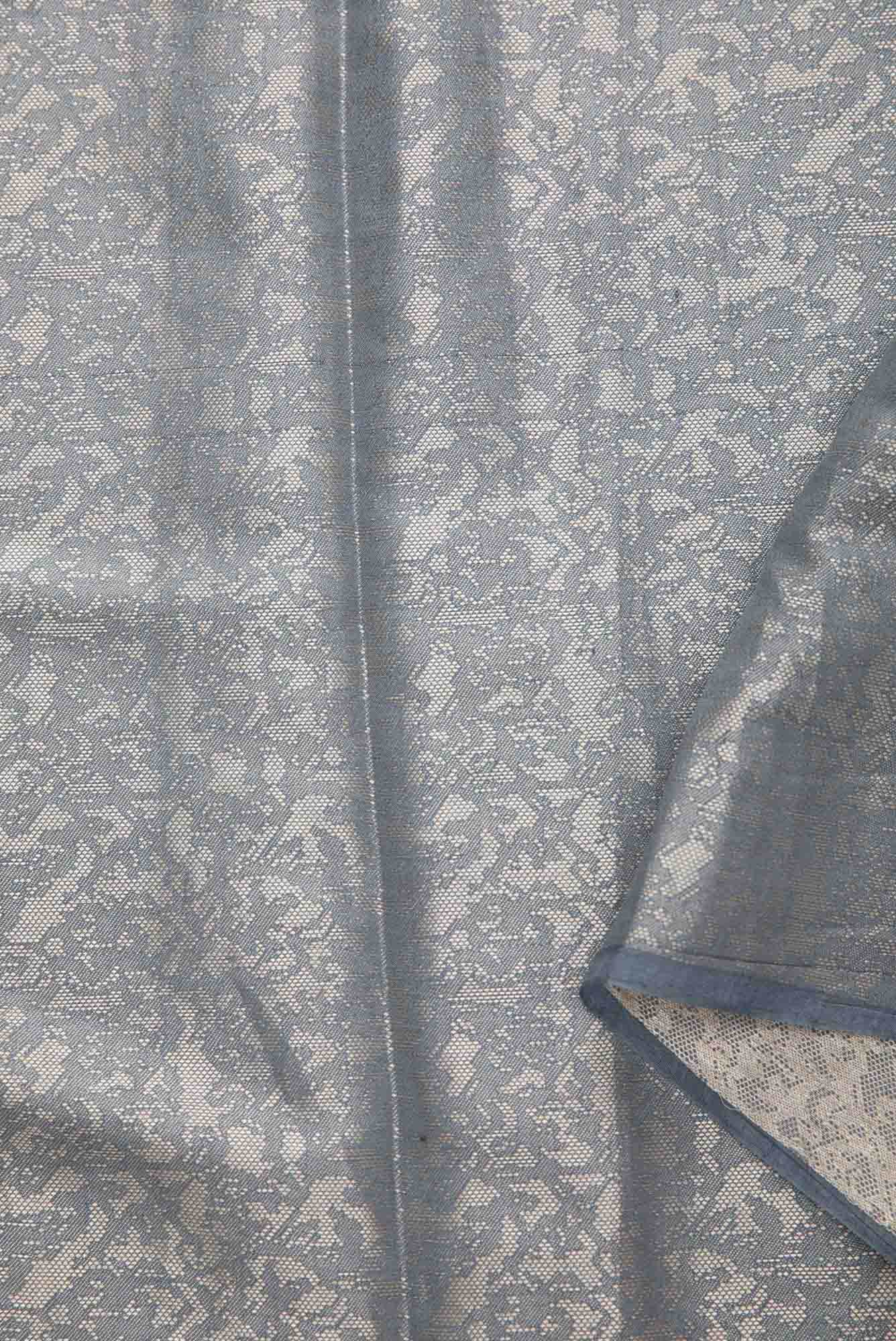 Grey Chanderi Silk Dress Material