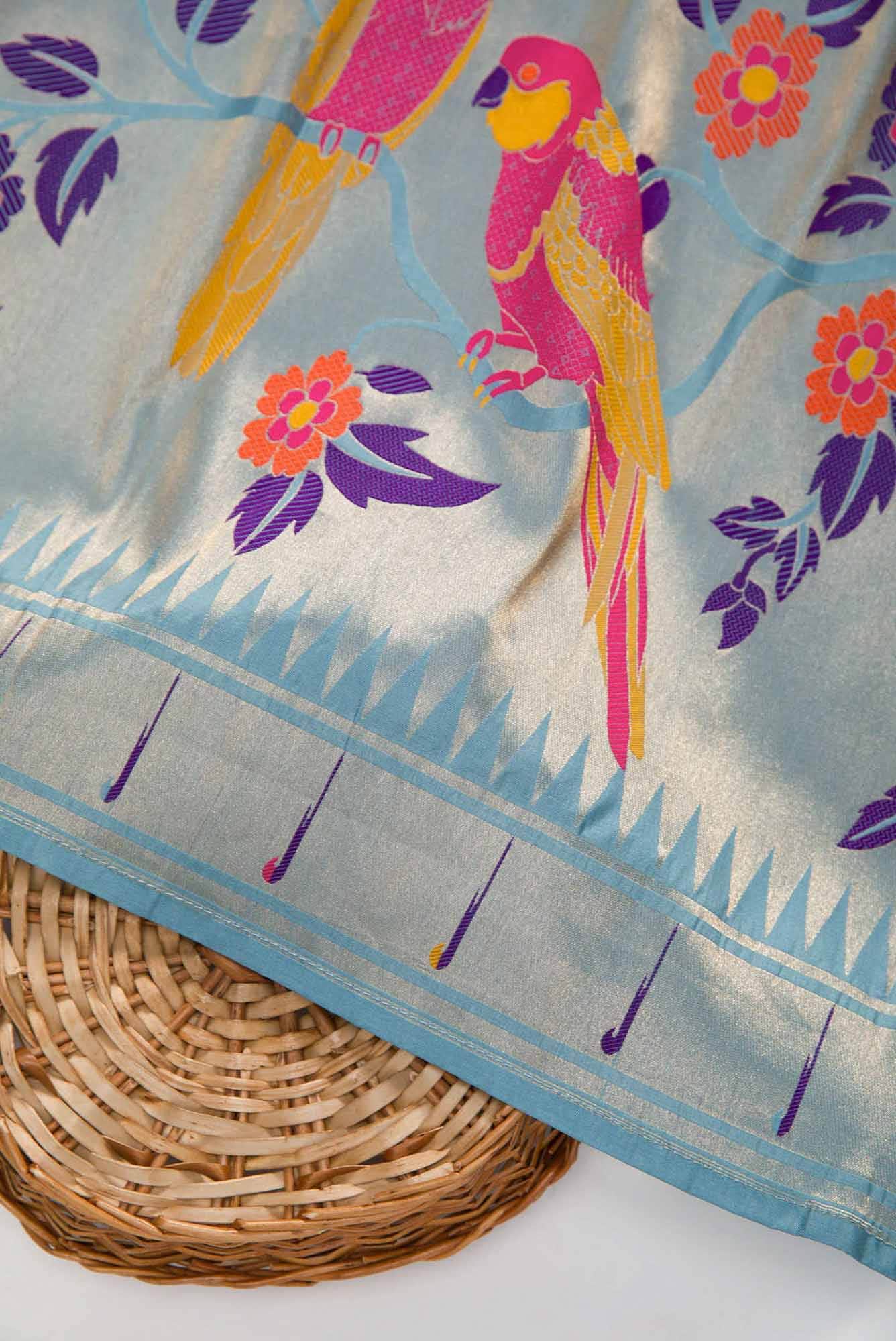 Maya Blue Banarasi Silk Dress Material