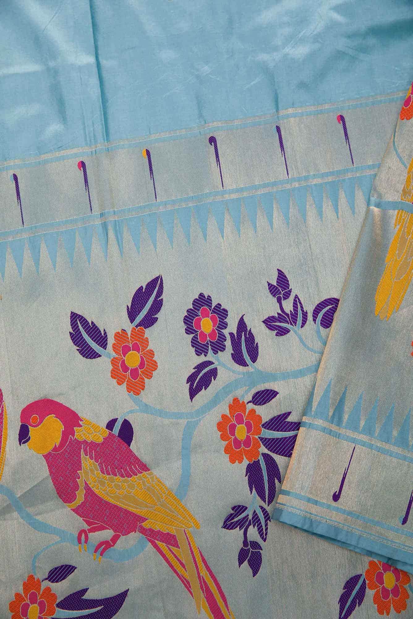 Maya Blue Banarasi Silk Dress Material