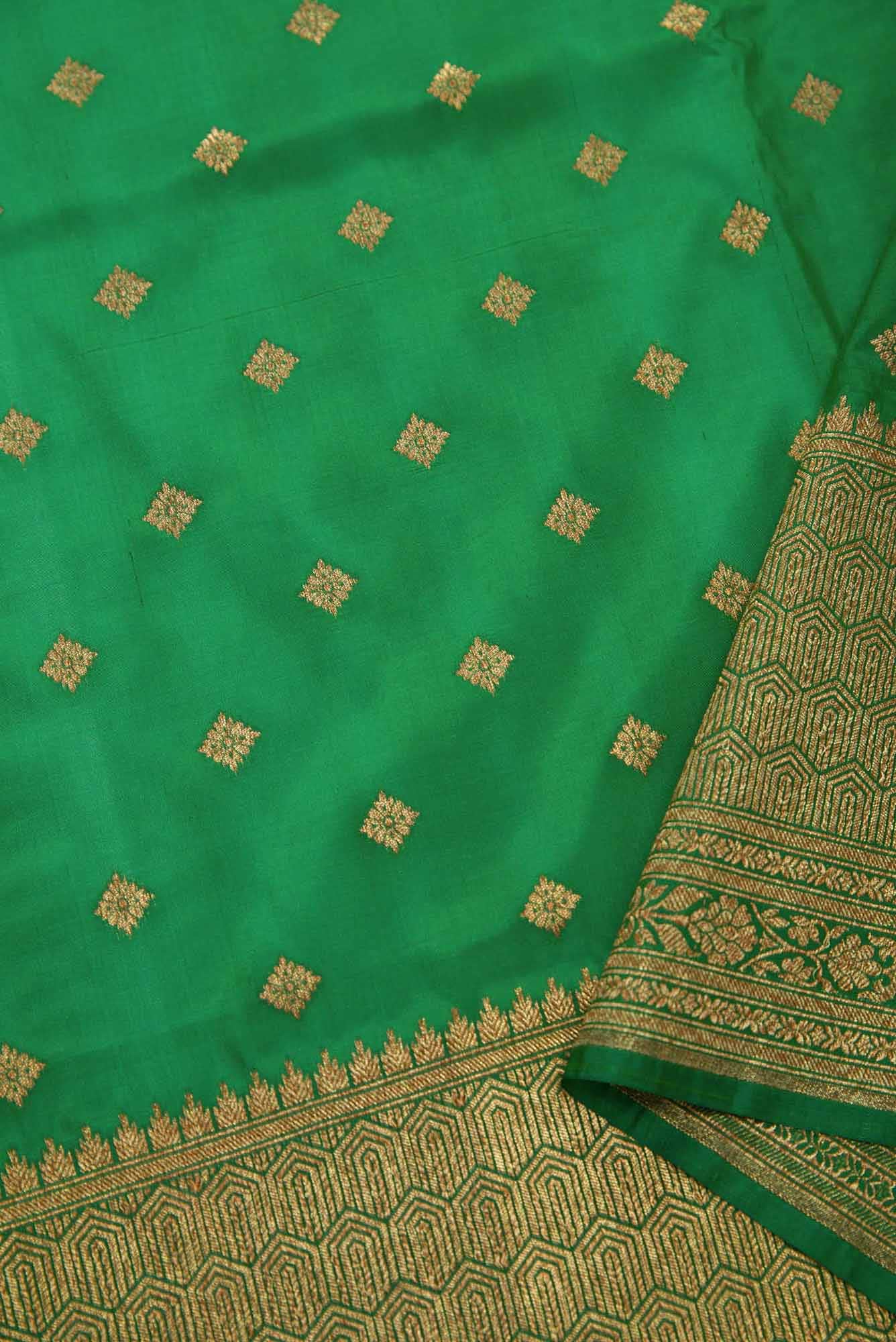 Green Banarasi Silk Dress Material