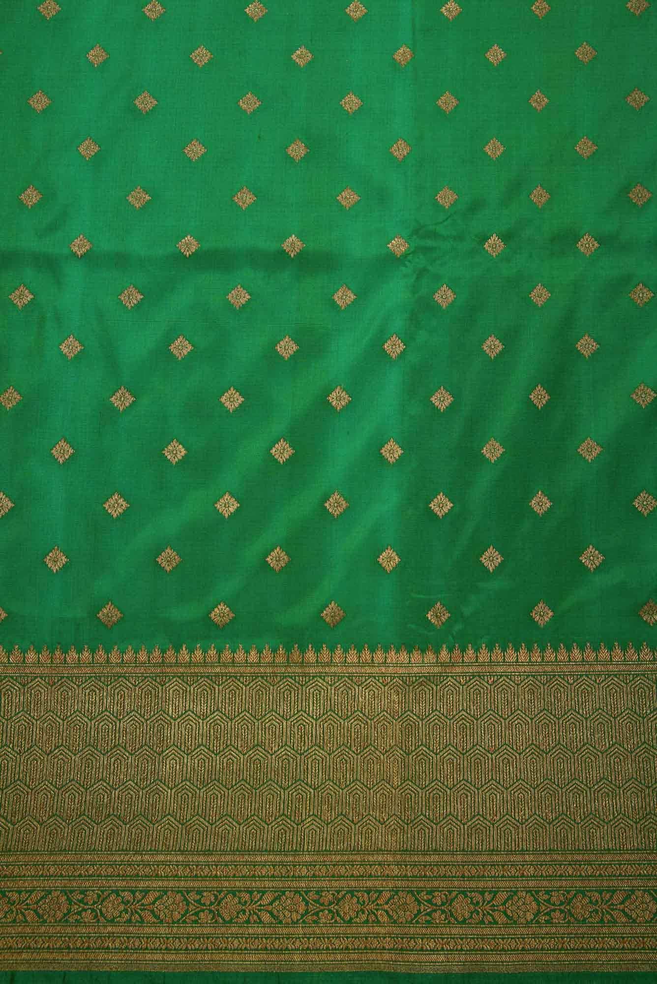 Green Banarasi Silk Dress Material