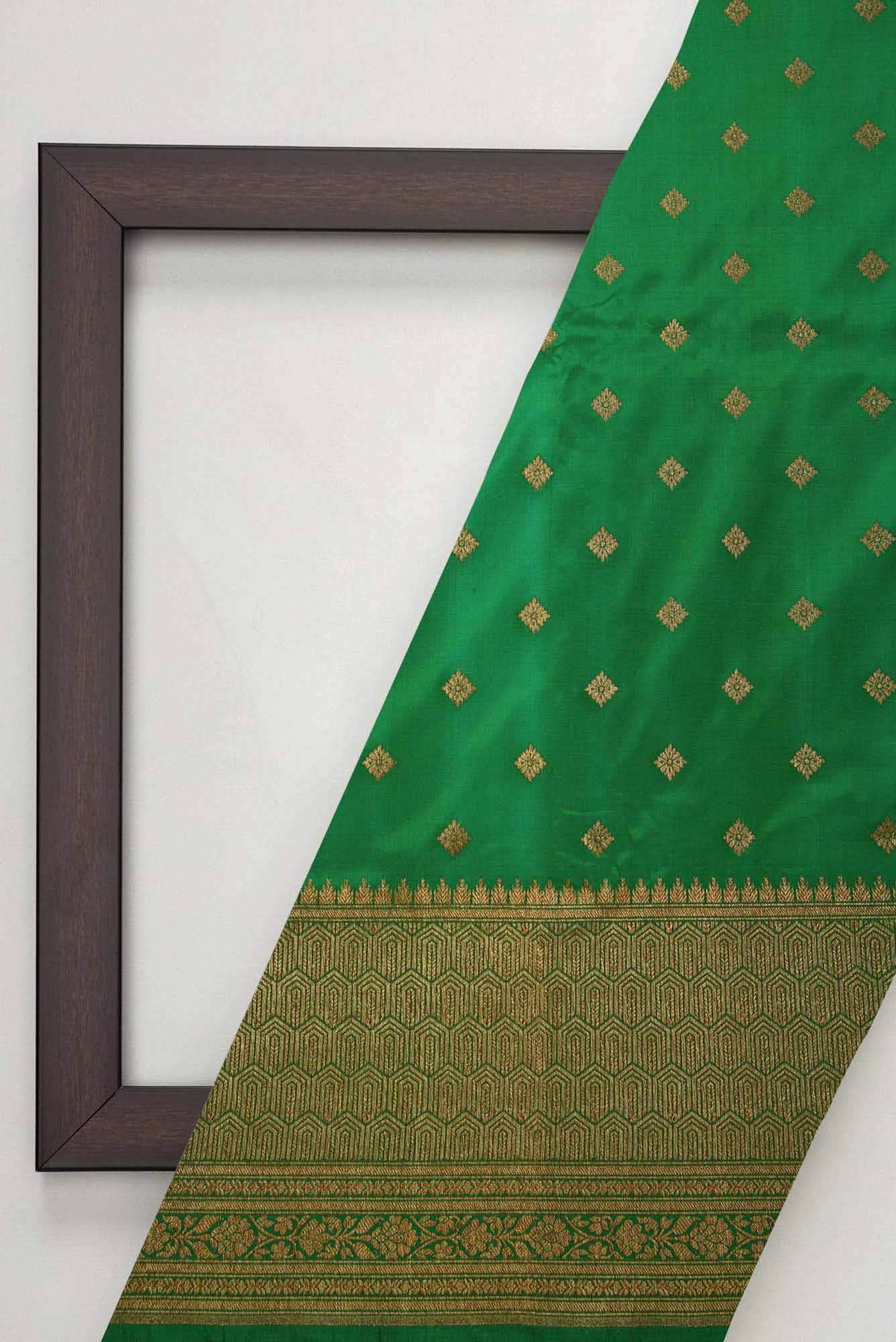 Green Banarasi Silk Dress Material