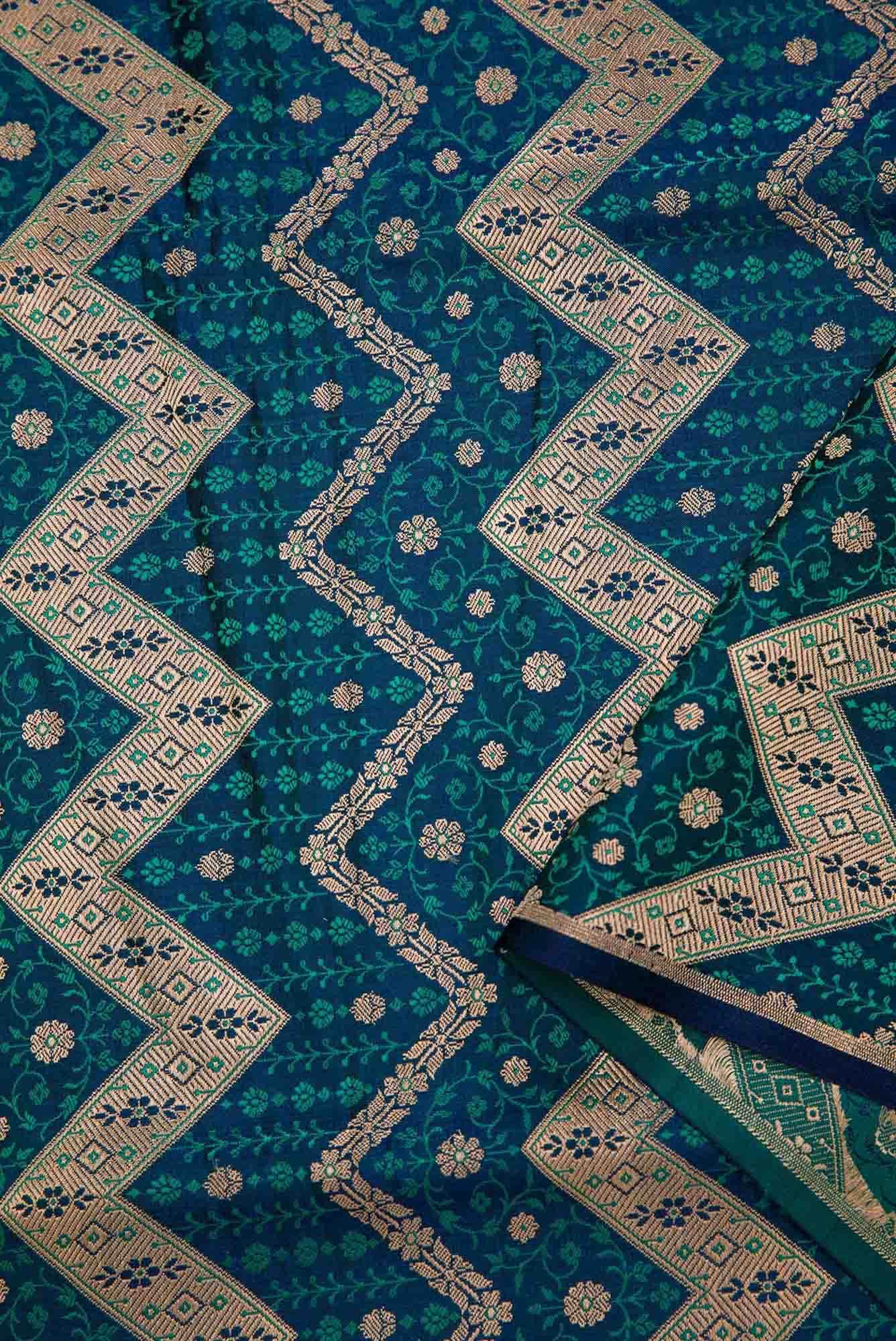 Navy Blue Banarasi Silk Dress Material