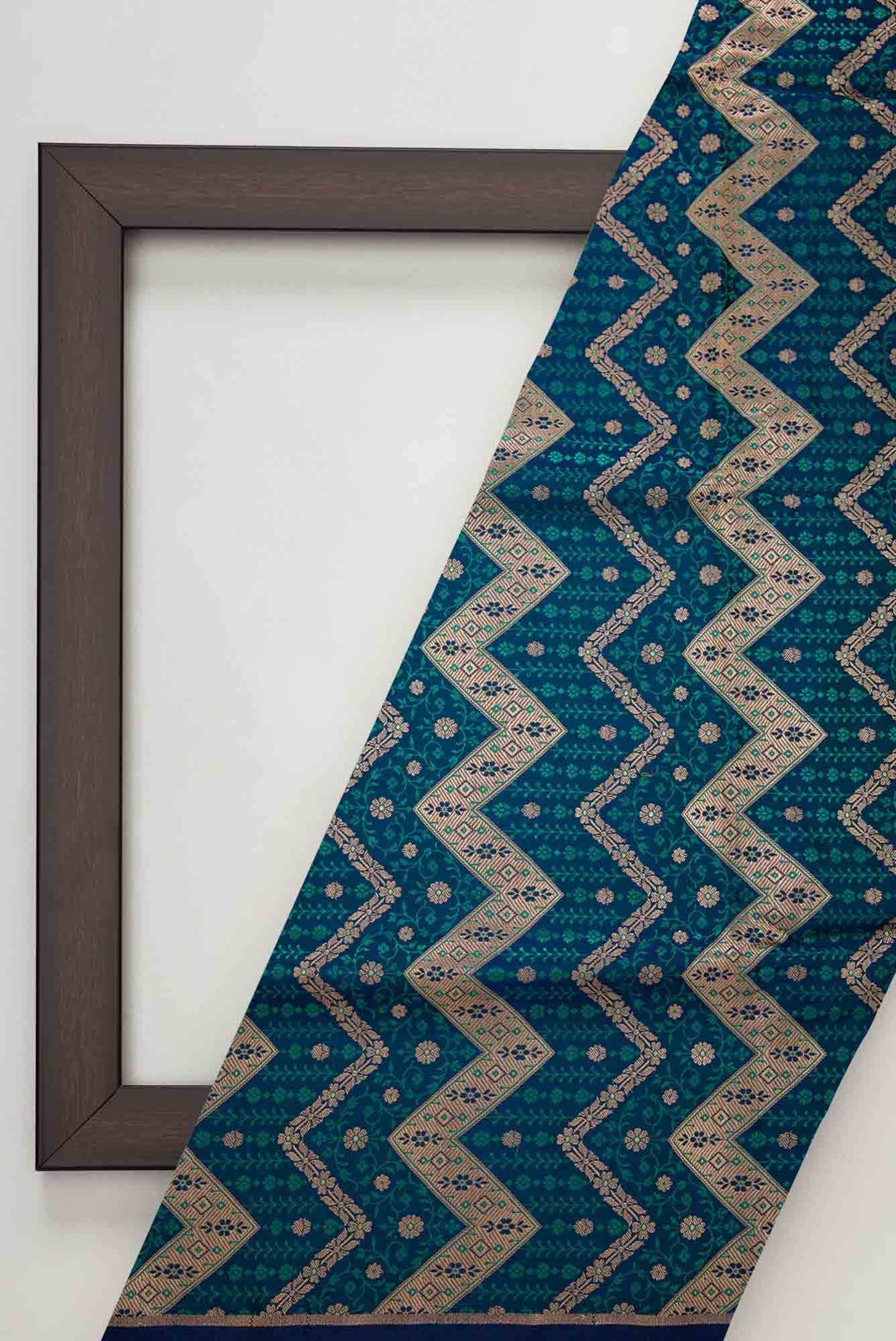 Navy Blue Banarasi Silk Dress Material