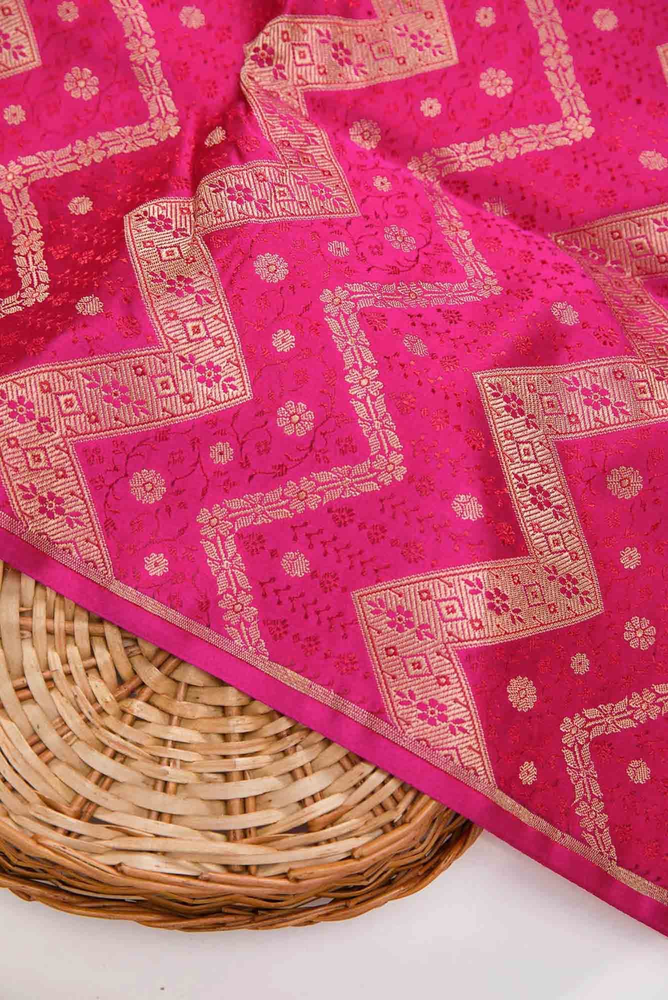 Dark Pink Banarasi Silk Dress Material