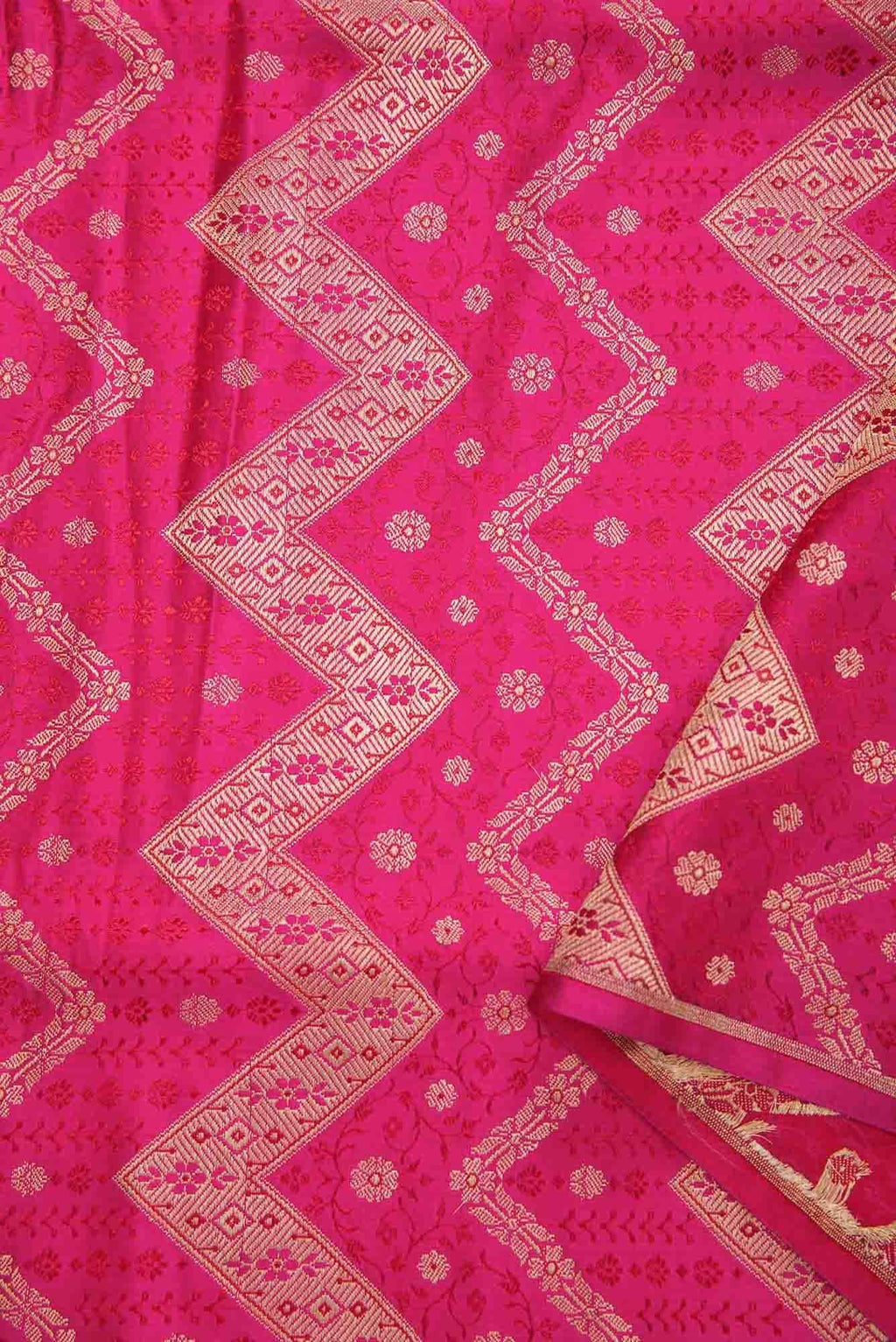 Dark Pink Banarasi Silk Dress Material