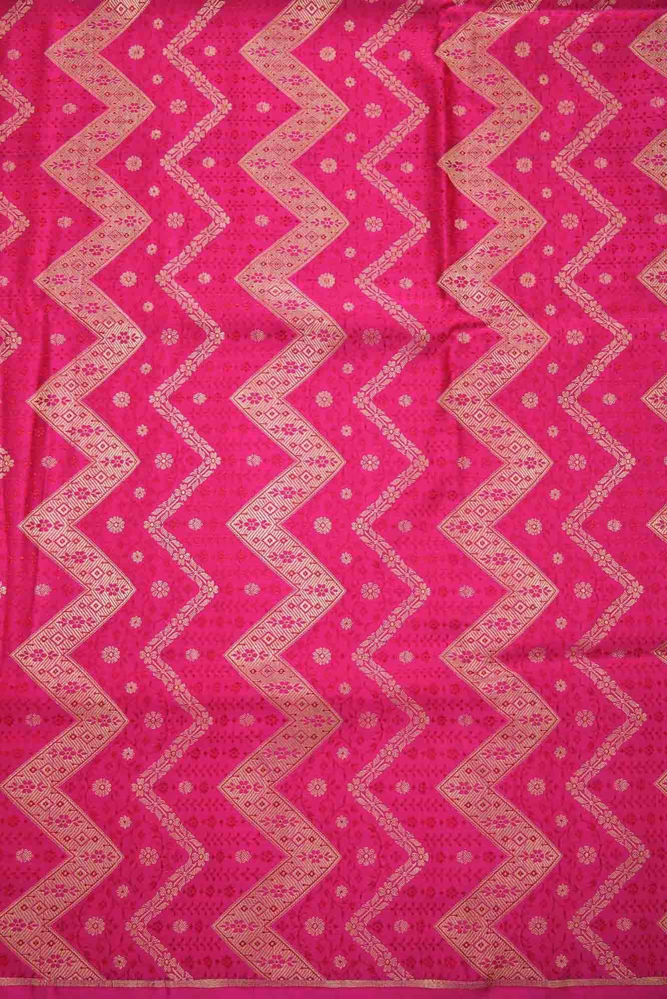 Dark Pink Banarasi Silk Dress Material