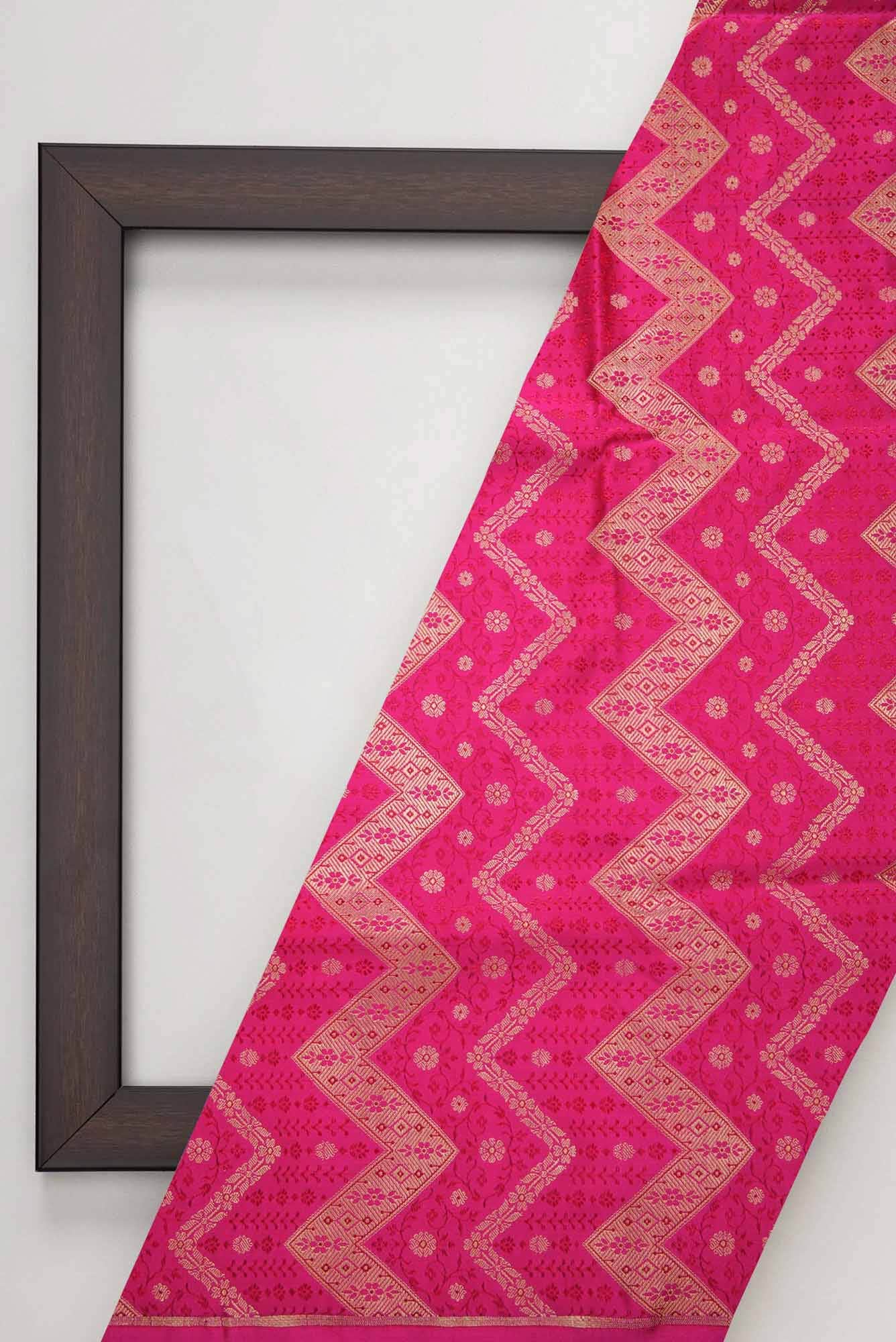 Dark Pink Banarasi Silk Dress Material
