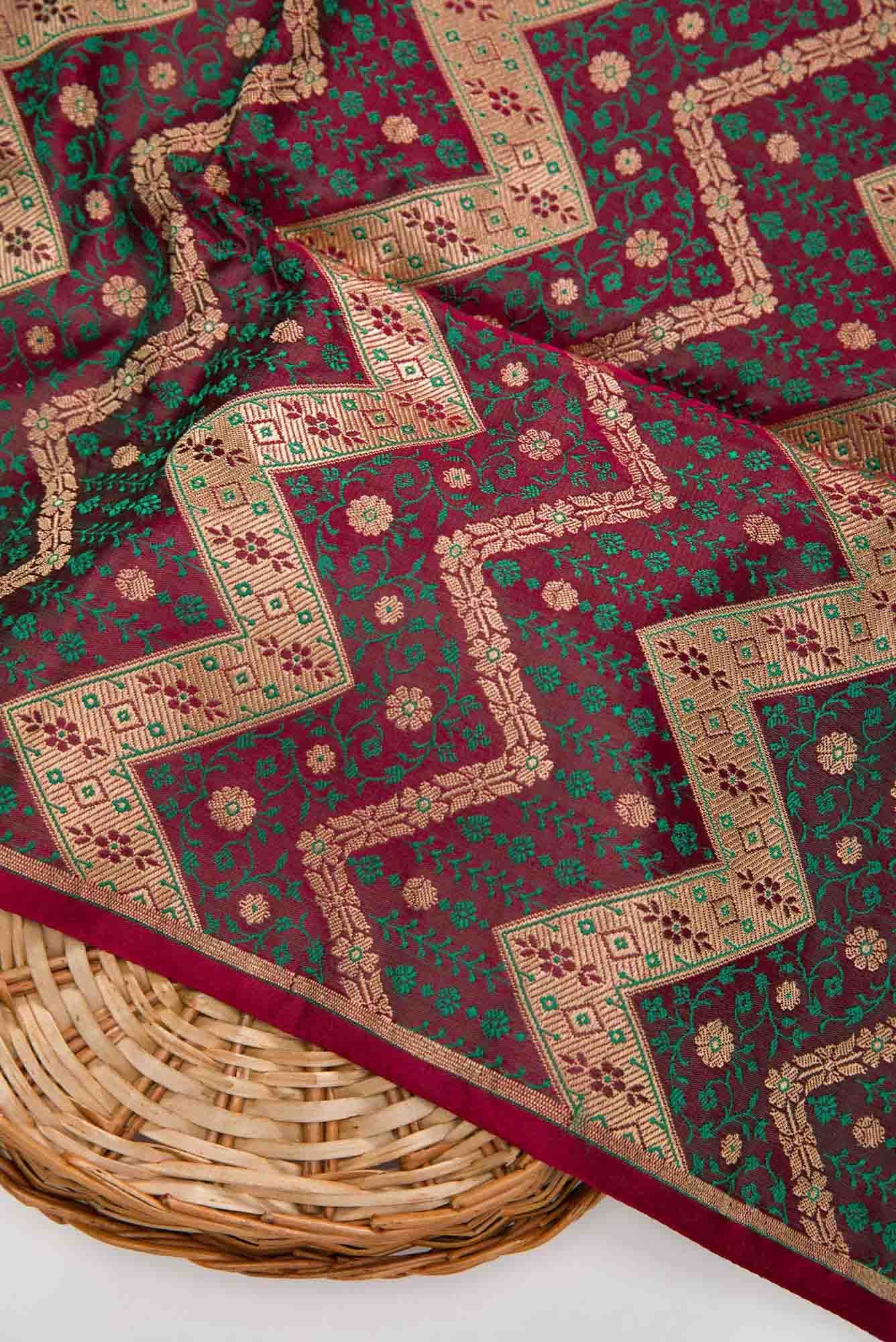Magenta Banarasi Silk Dress Material