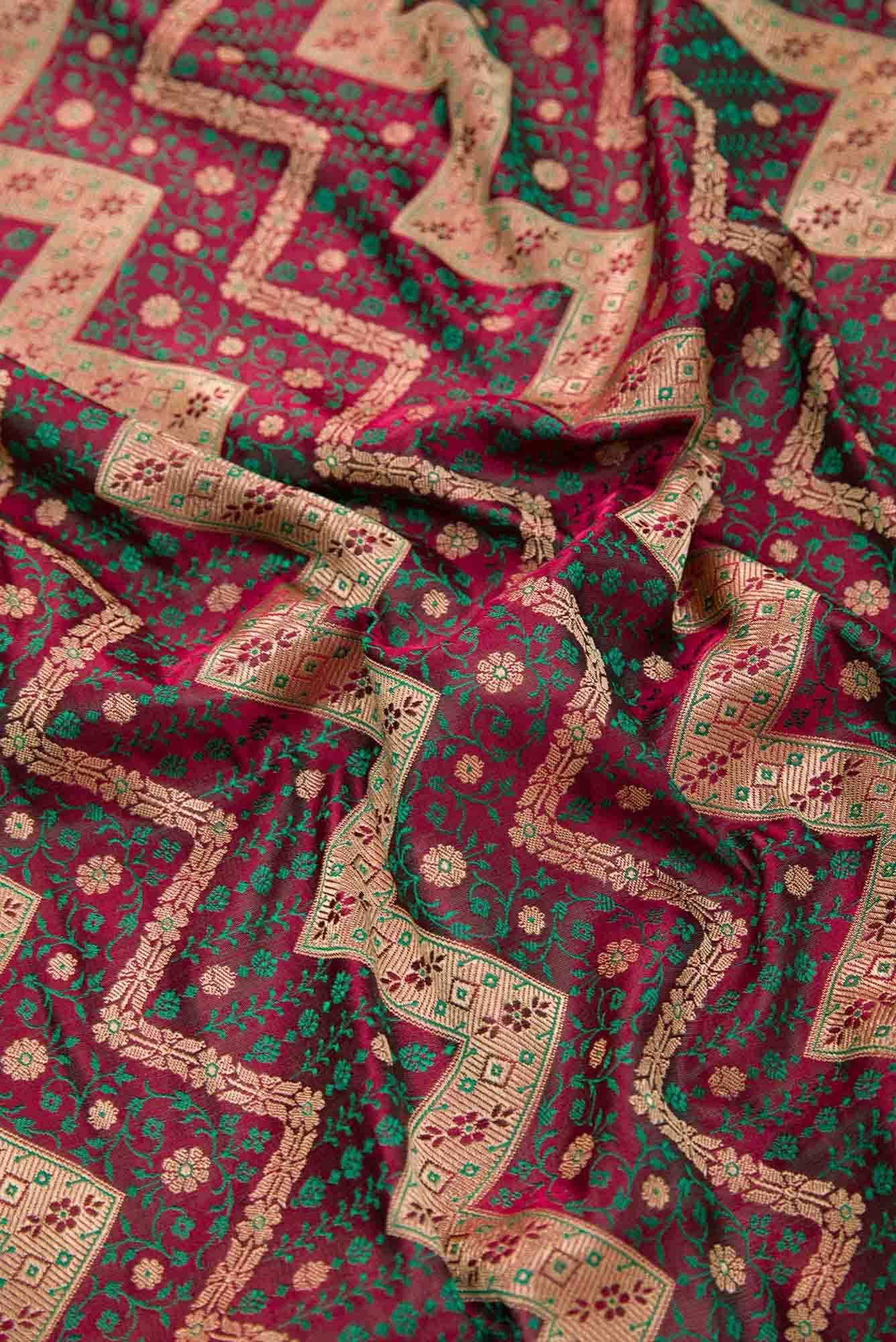 Magenta Banarasi Silk Dress Material