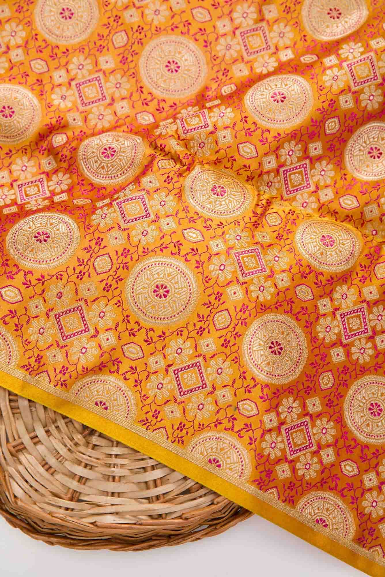 Mustard Banarasi Silk Dress Material