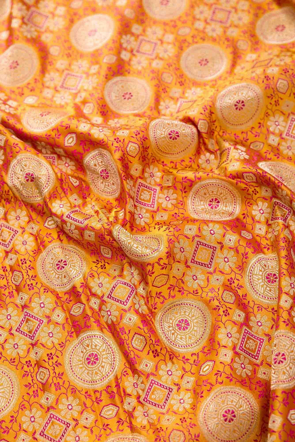 Mustard Banarasi Silk Dress Material