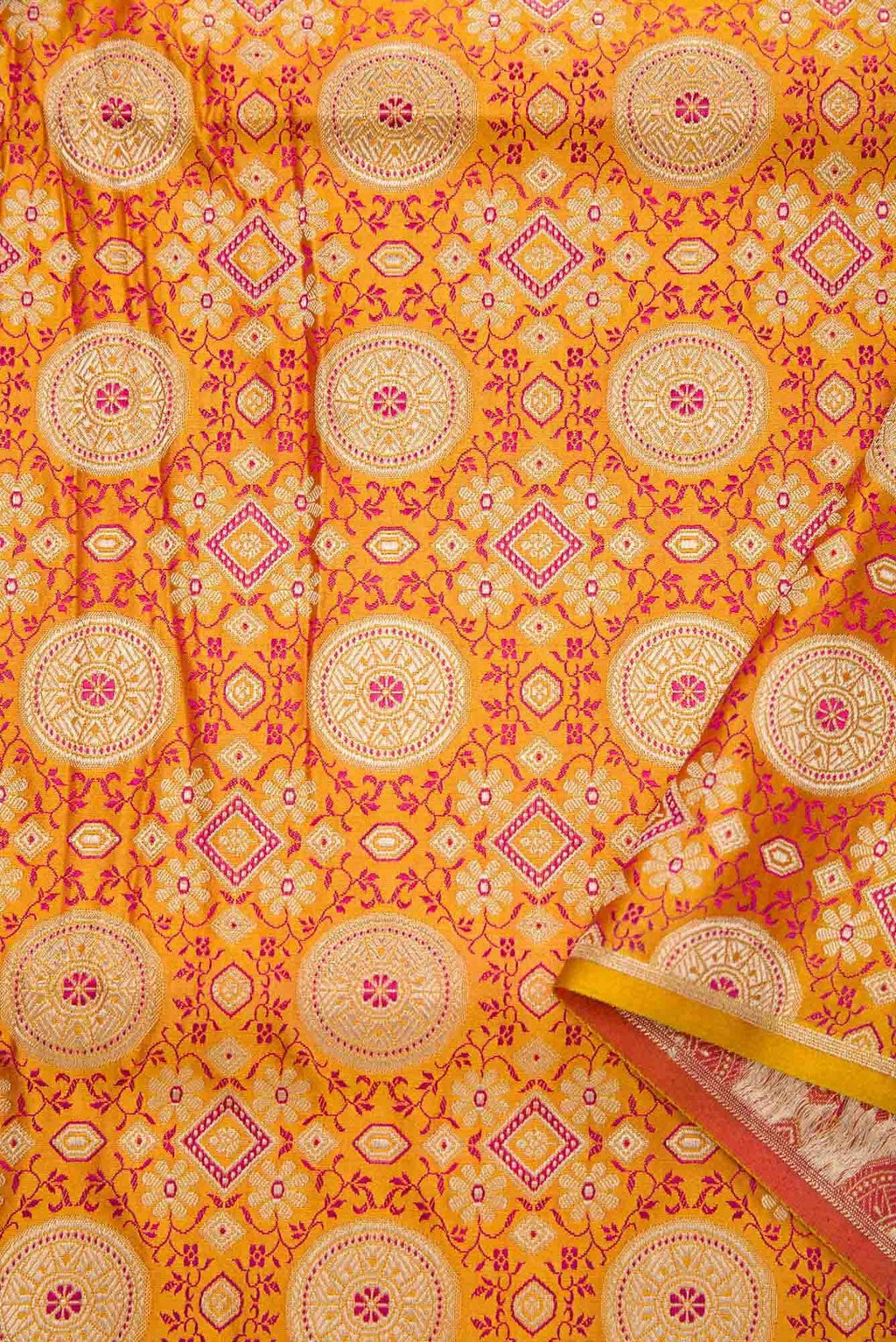 Mustard Banarasi Silk Dress Material