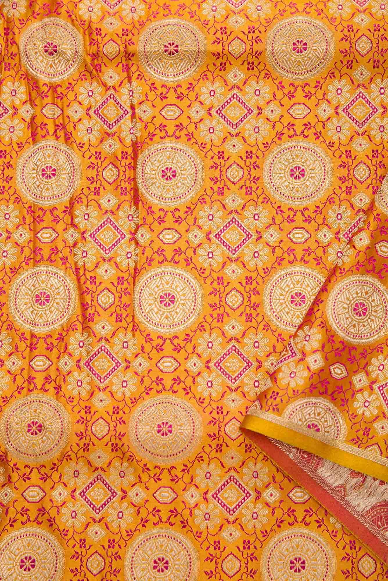 Mustard Banarasi Silk Dress Material