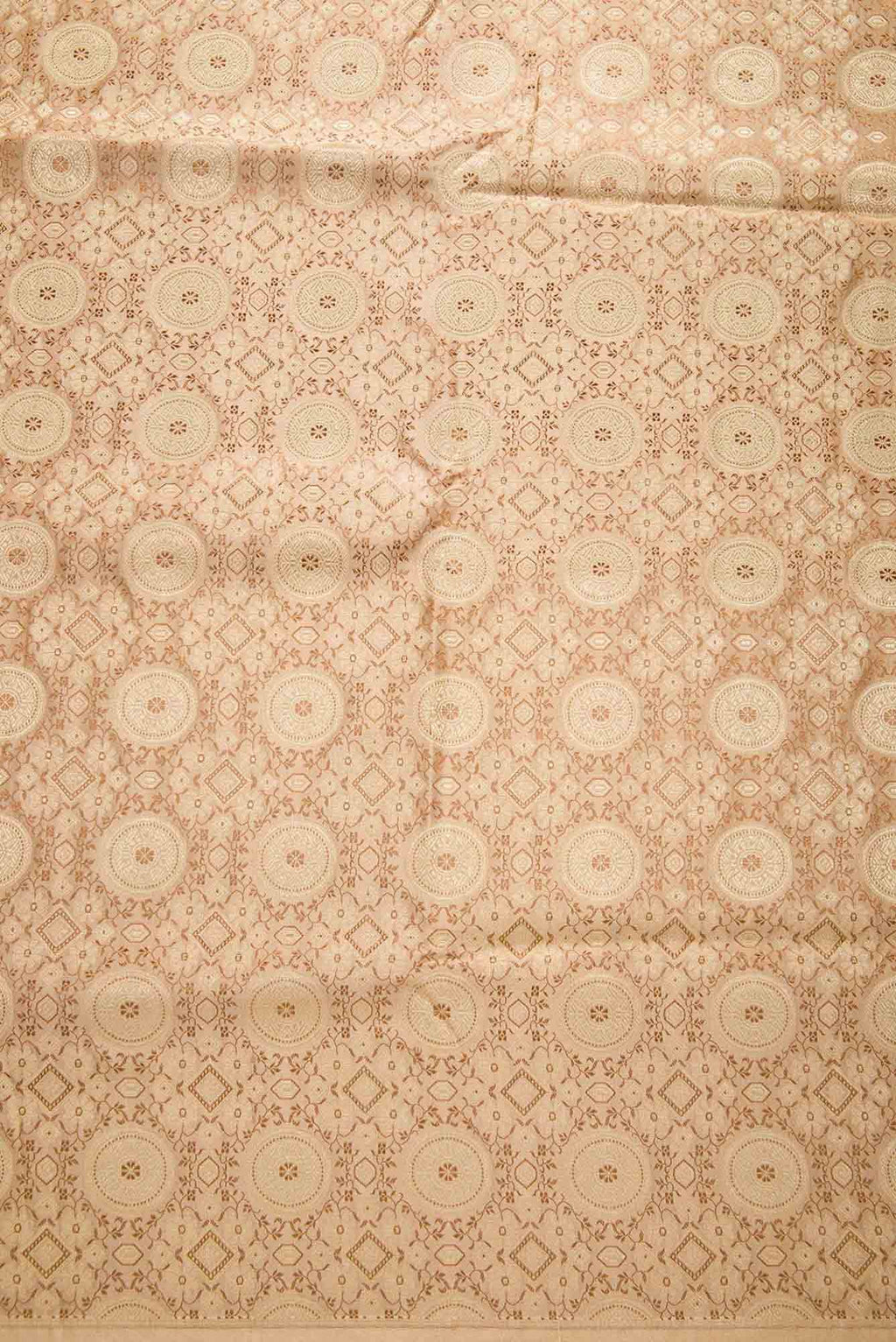 Golden Peach Banarasi Silk Dress Material