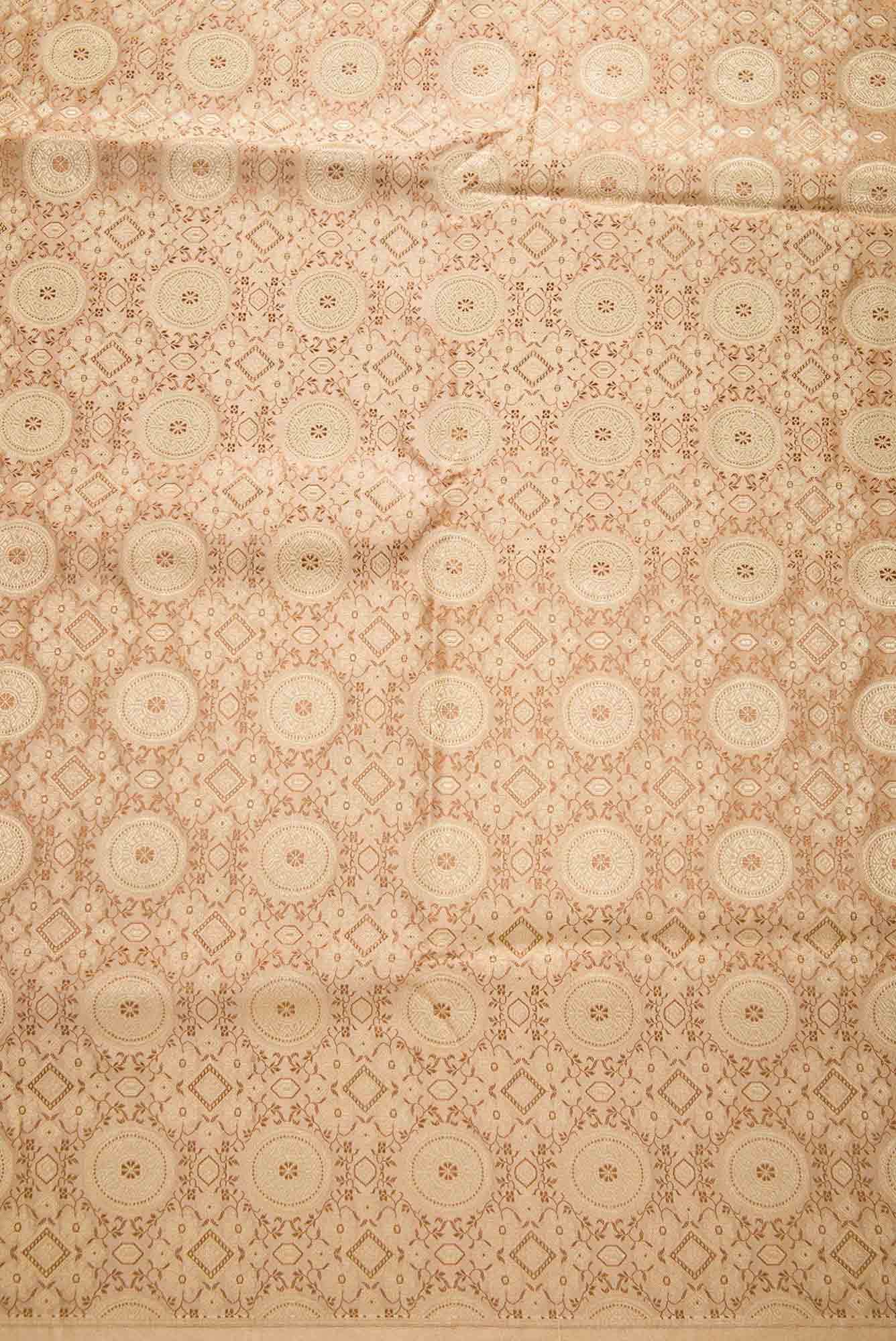 Golden Peach Banarasi Silk Dress Material