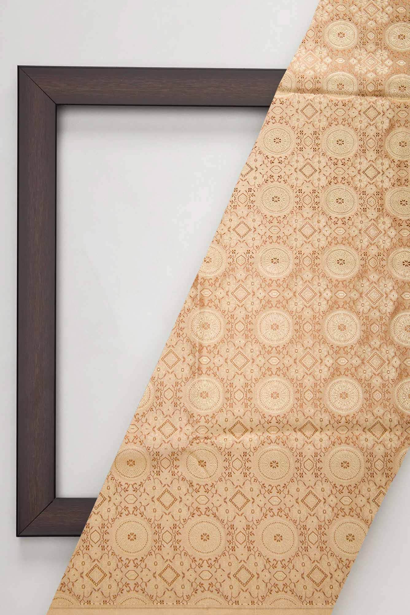 Golden Peach Banarasi Silk Dress Material