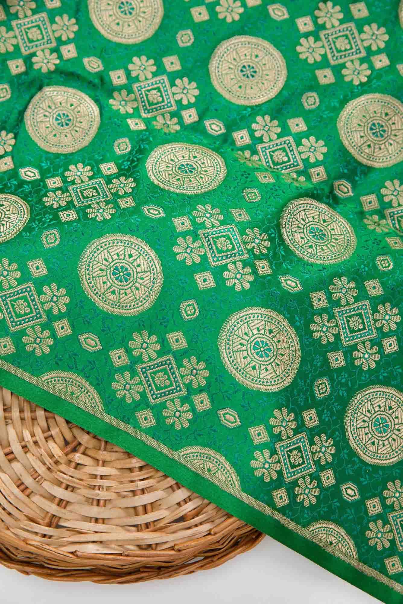 Green Banarasi Silk Dress Material