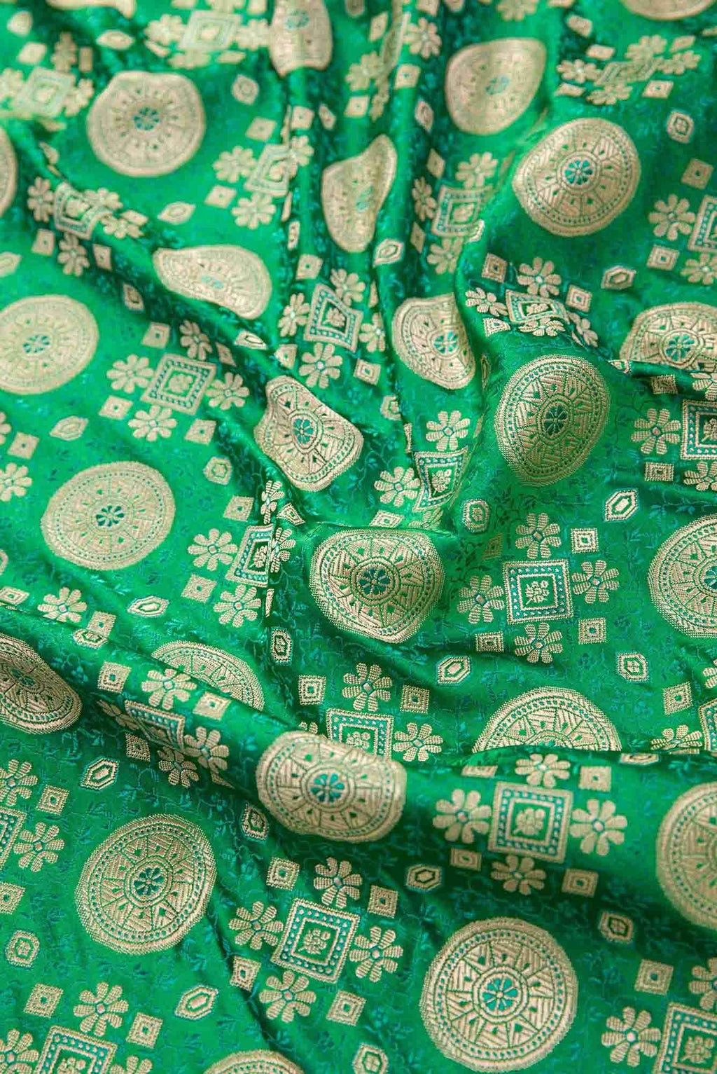 Green Banarasi Silk Dress Material