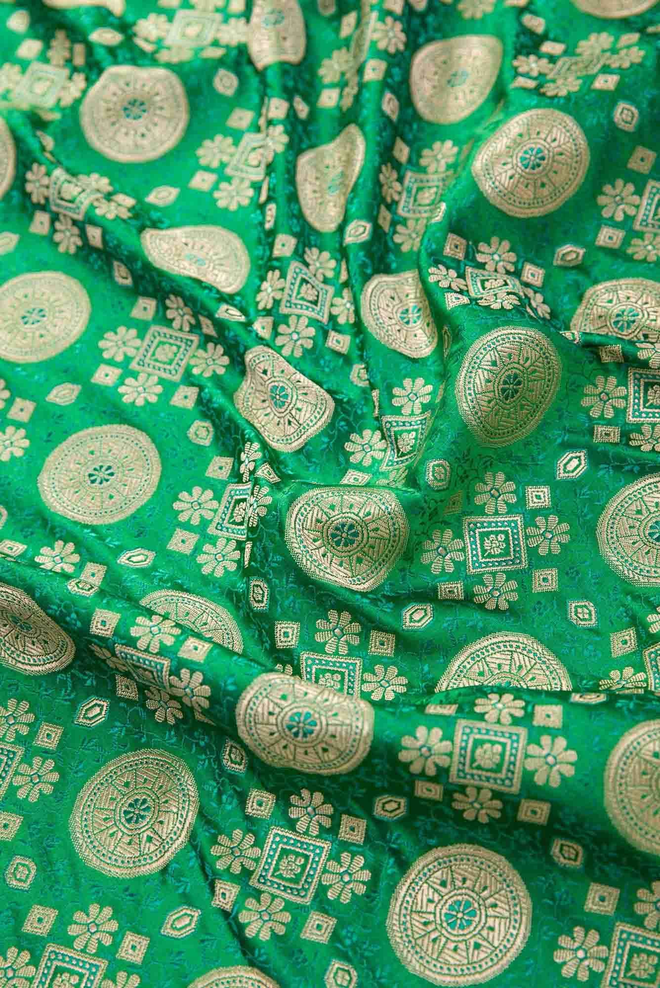 Green Banarasi Silk Dress Material