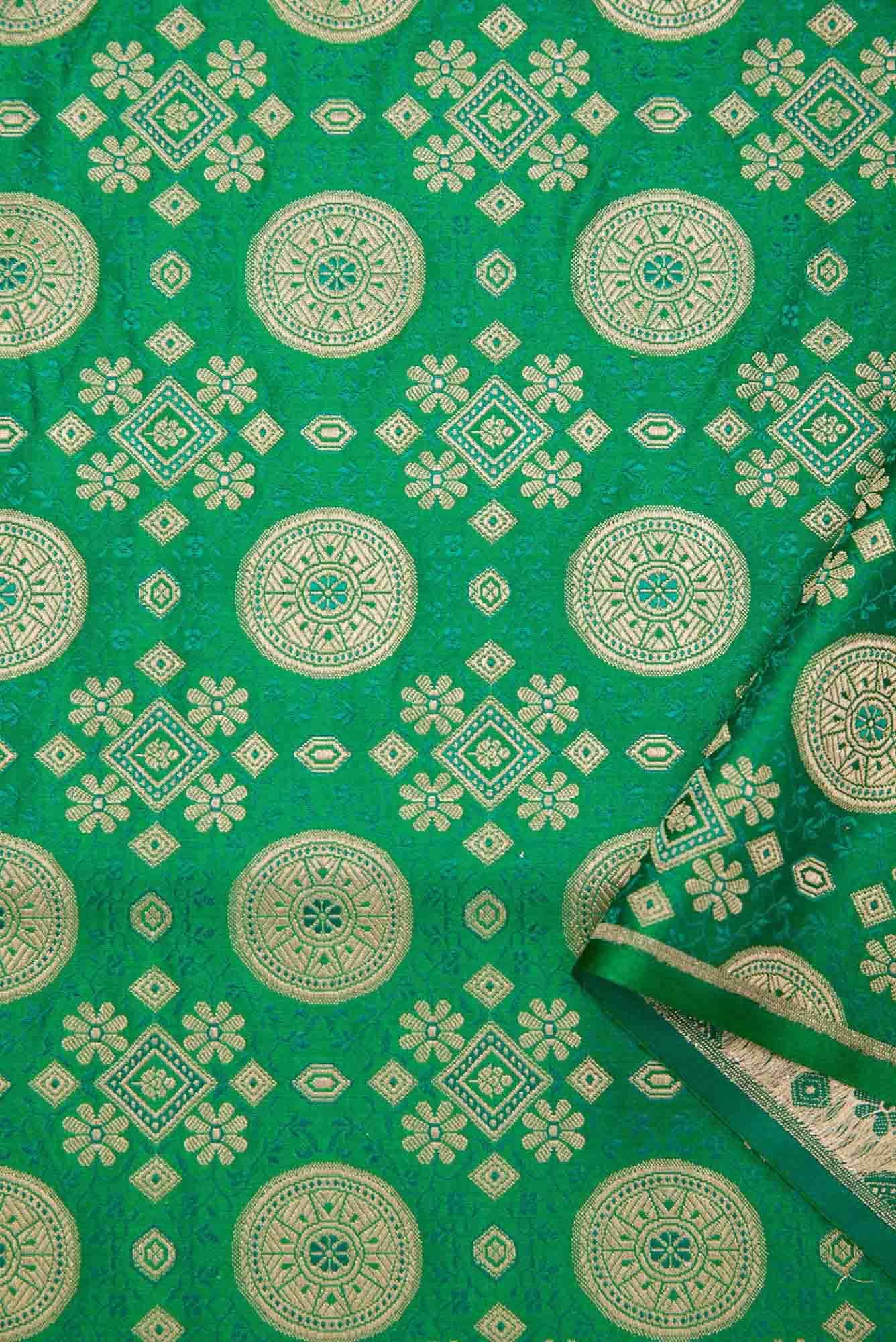 Green Banarasi Silk Dress Material