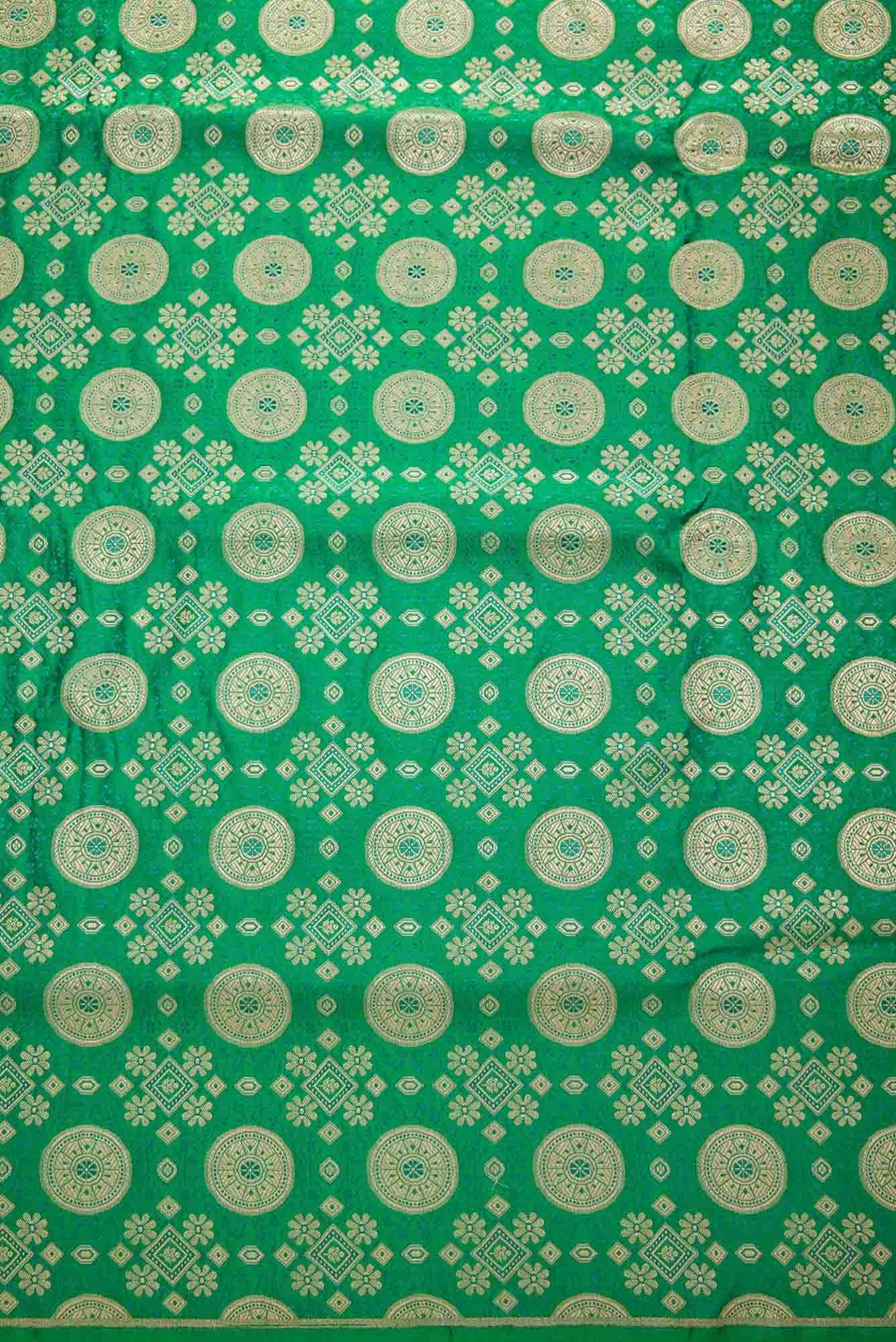 Green Banarasi Silk Dress Material