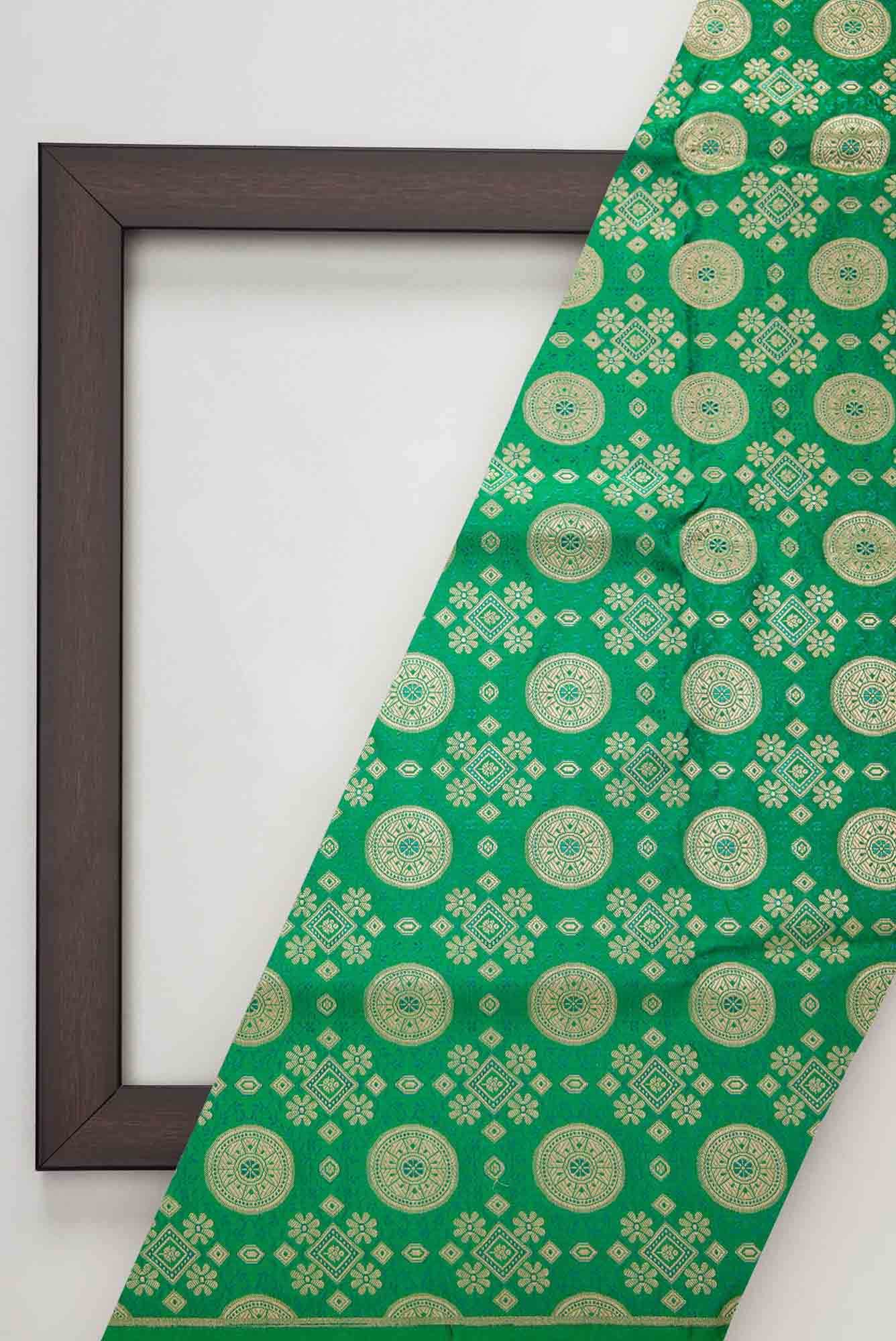 Green Banarasi Silk Dress Material