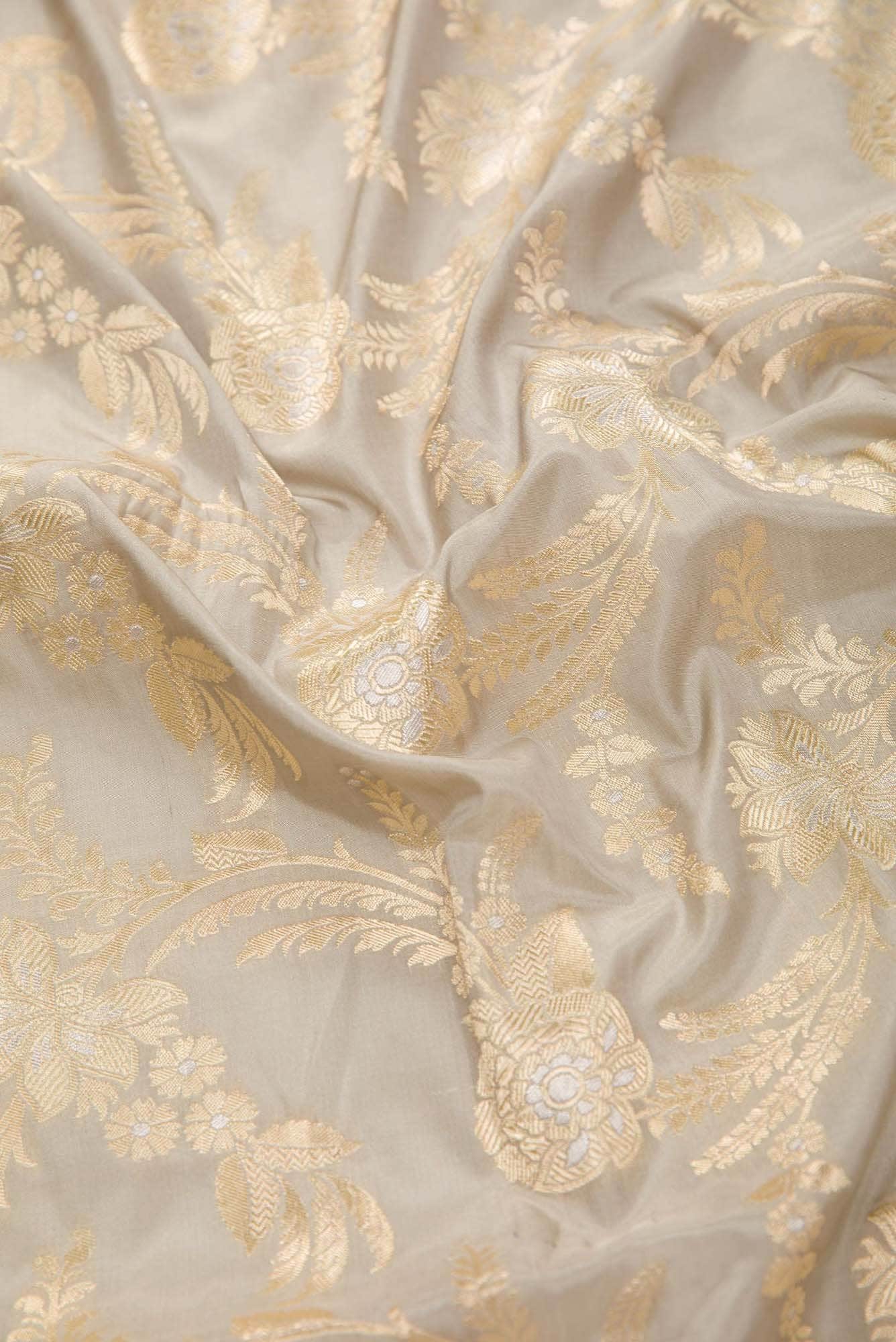 Dark Beige Banarasi Silk Dress Material