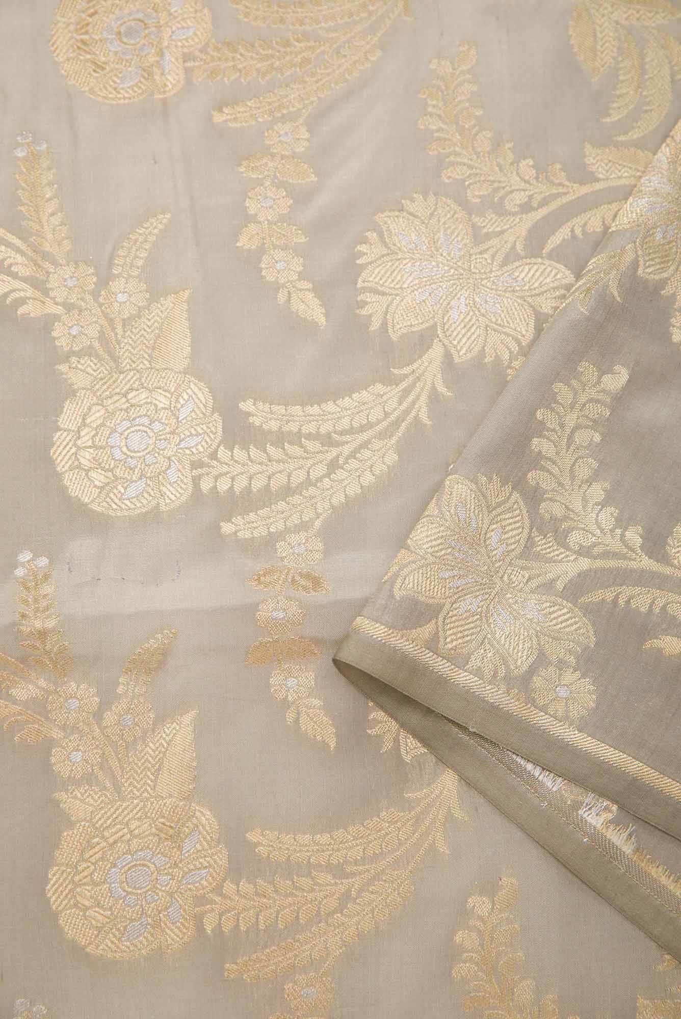 Dark Beige Banarasi Silk Dress Material
