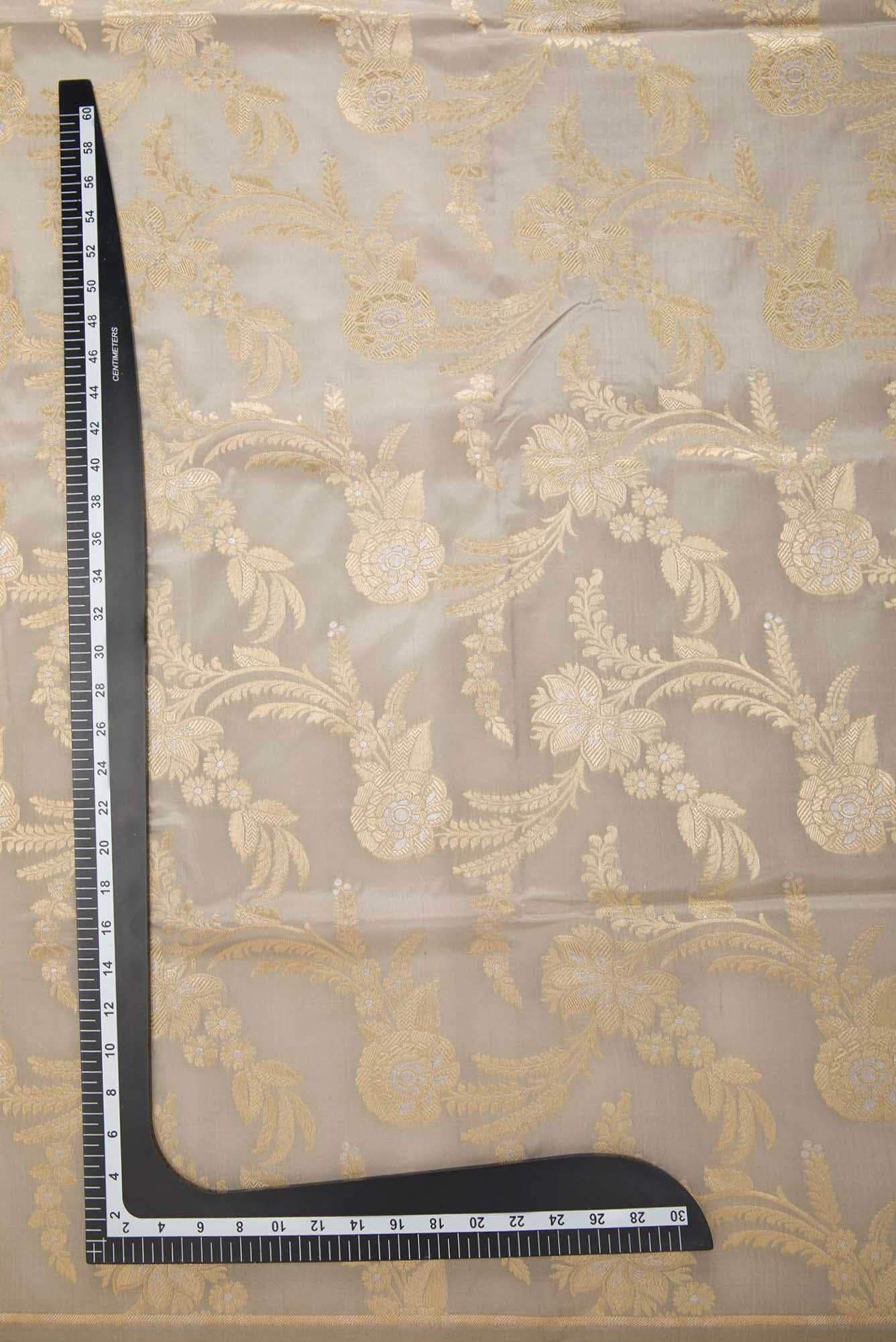 Dark Beige Banarasi Silk Dress Material