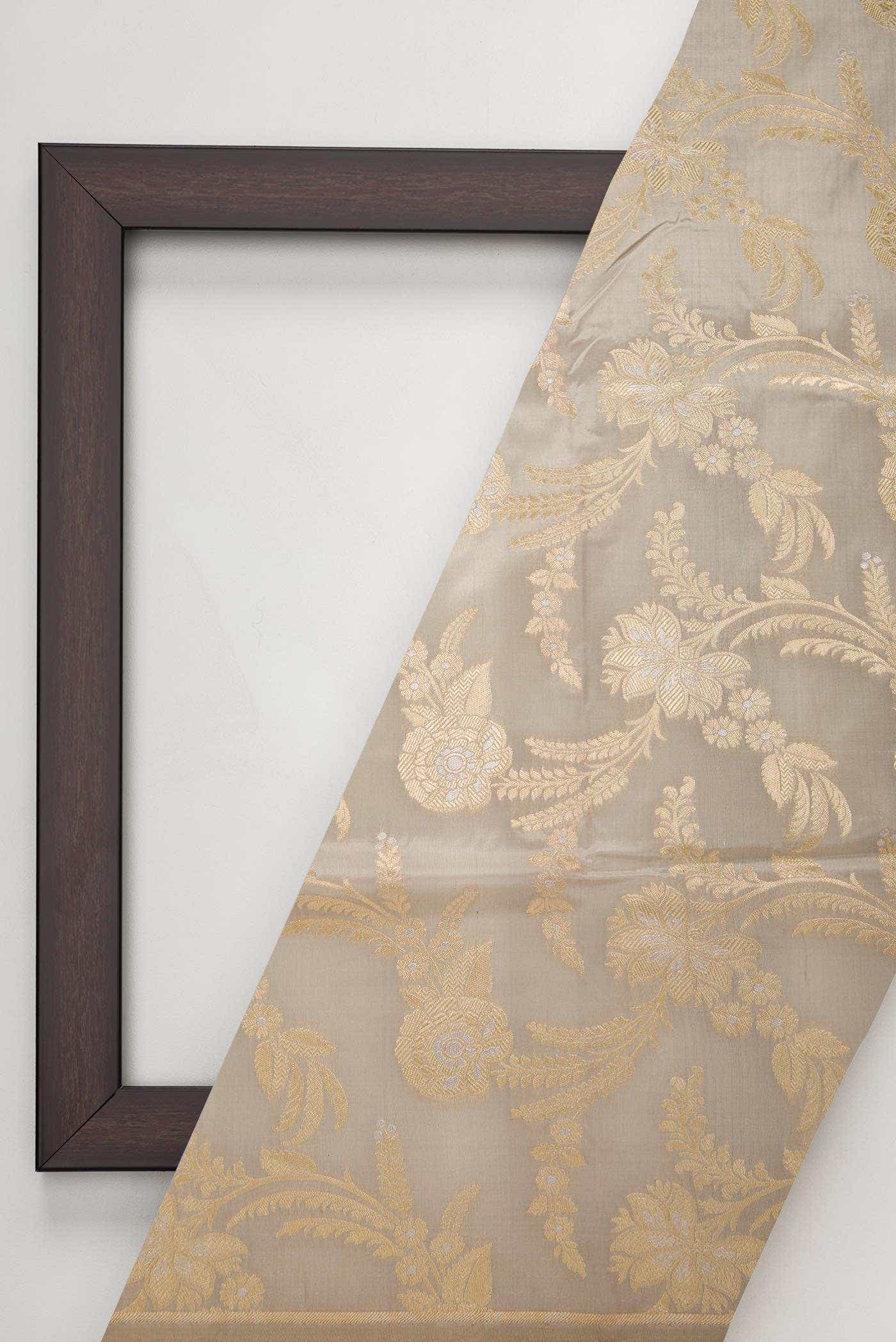 Dark Beige Banarasi Silk Dress Material