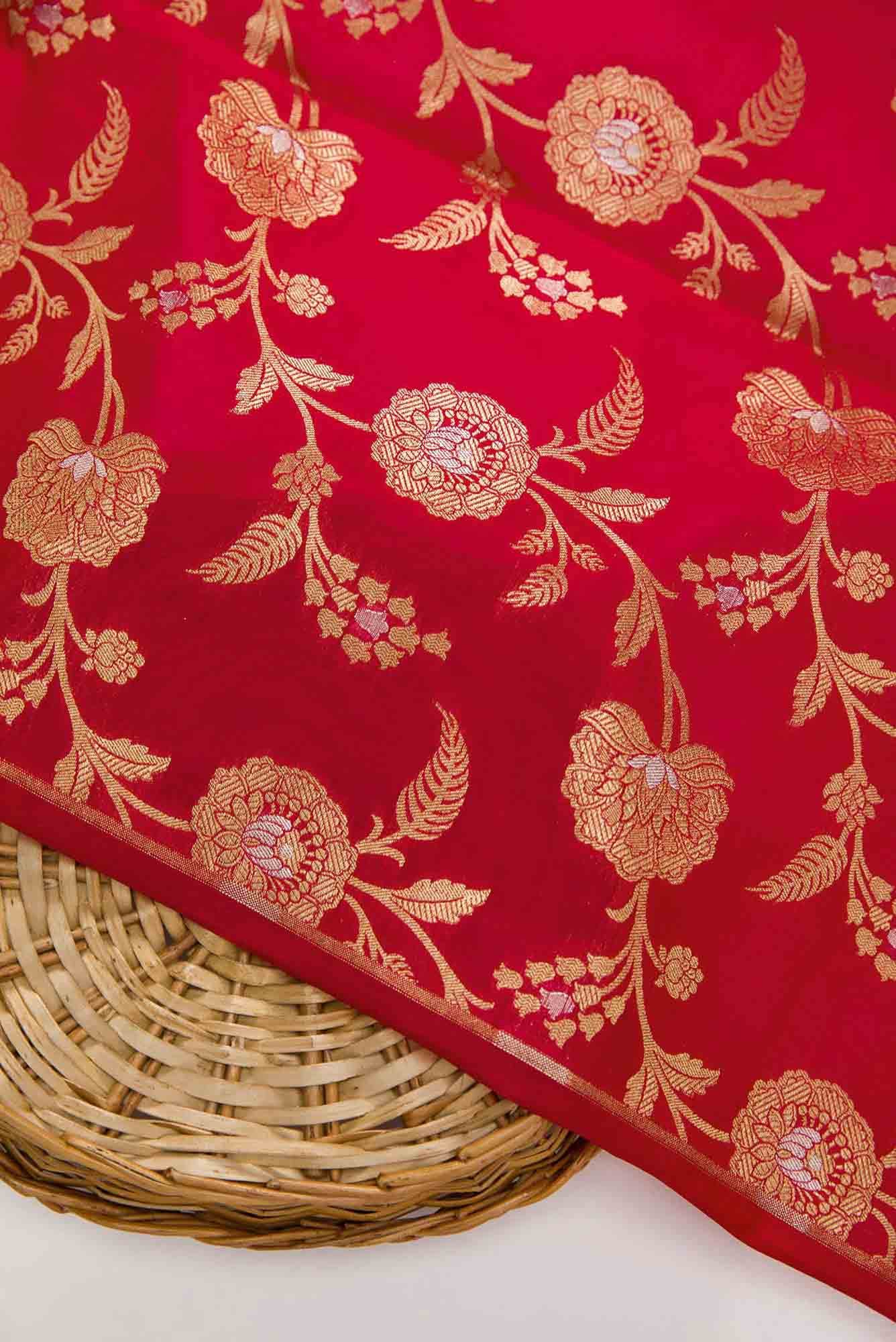 Dark Pink Banarasi Silk Dress Material