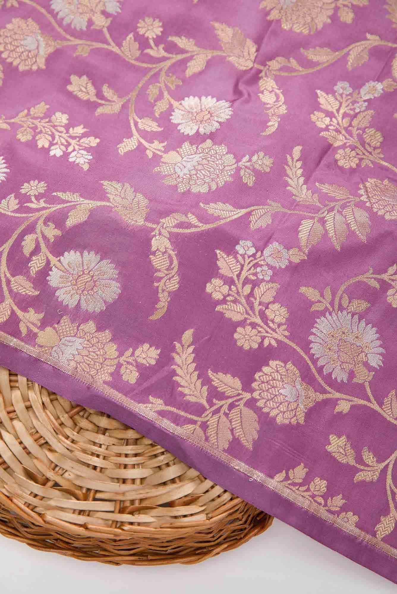 Lavender Banarasi Silk Dress Material