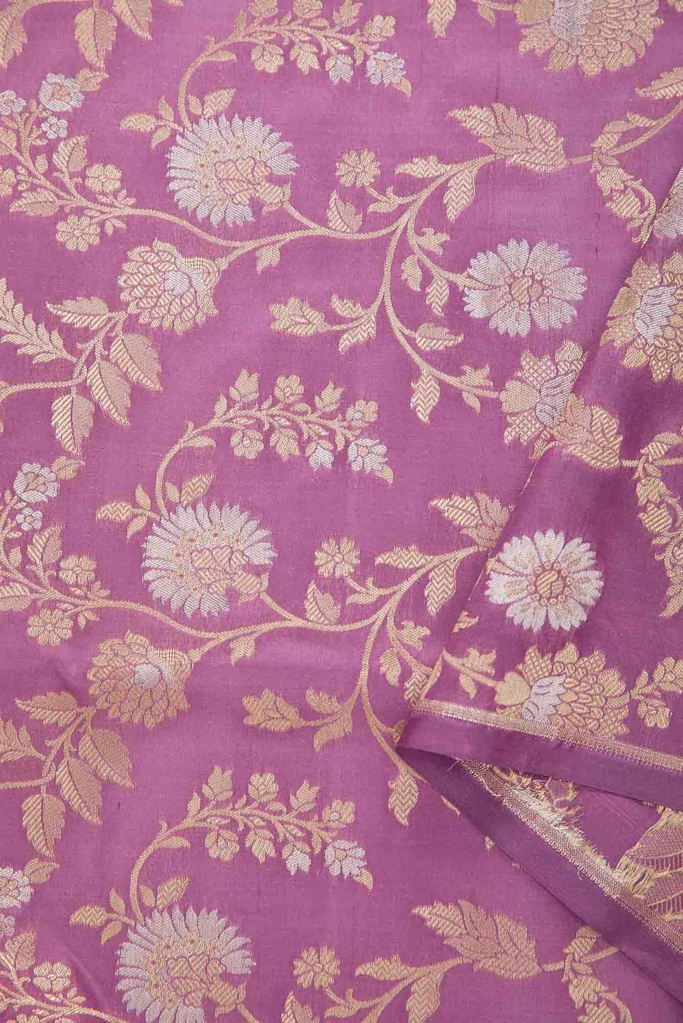 Lavender Banarasi Silk Dress Material