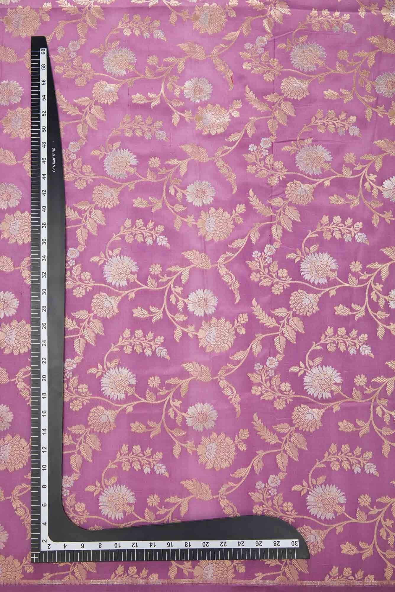 Lavender Banarasi Silk Dress Material