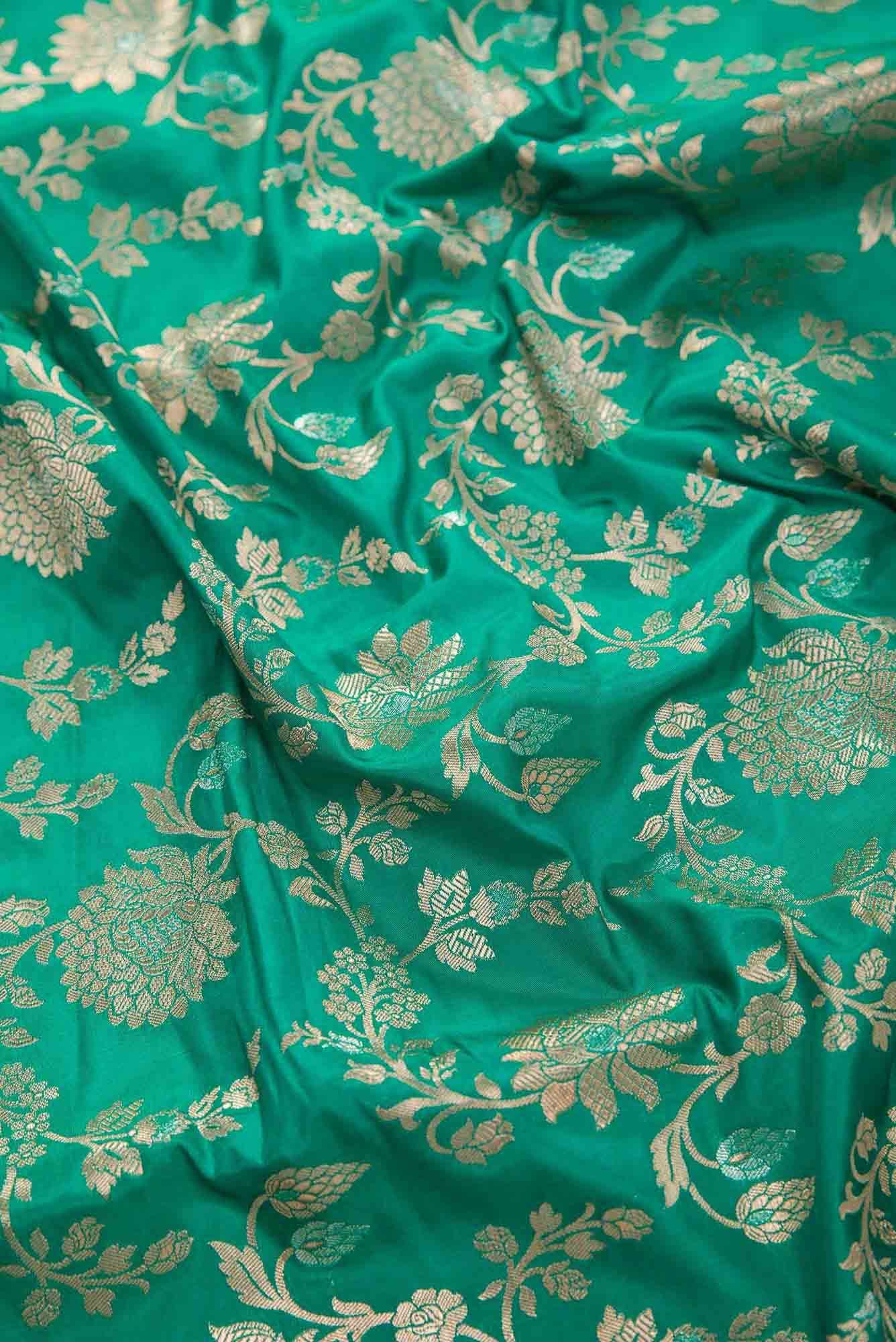 Green Banarasi Silk Dress Material