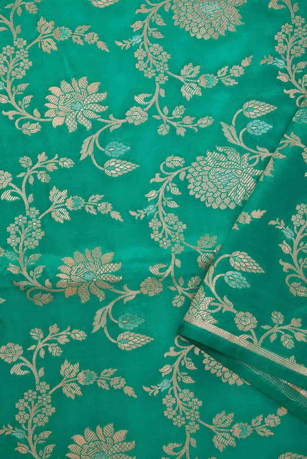 Green Banarasi Silk Dress Material