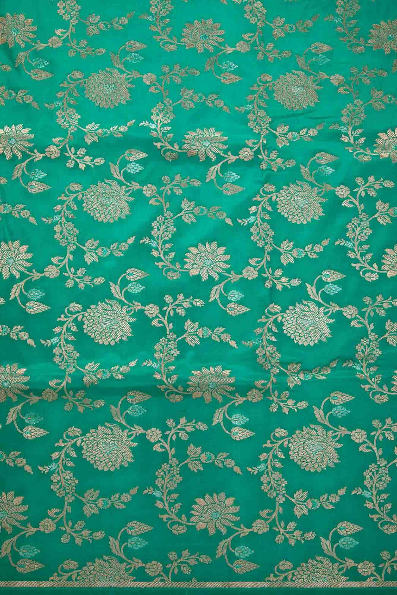 Green Banarasi Silk Dress Material
