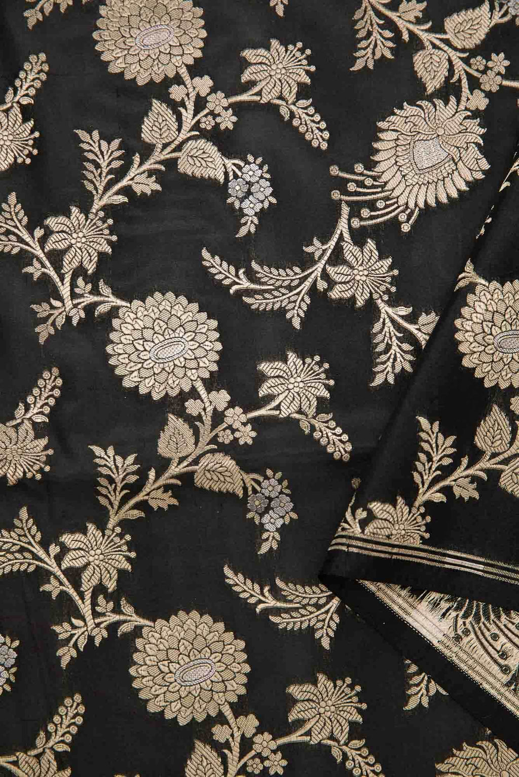 Black Banarasi Silk Dress Material