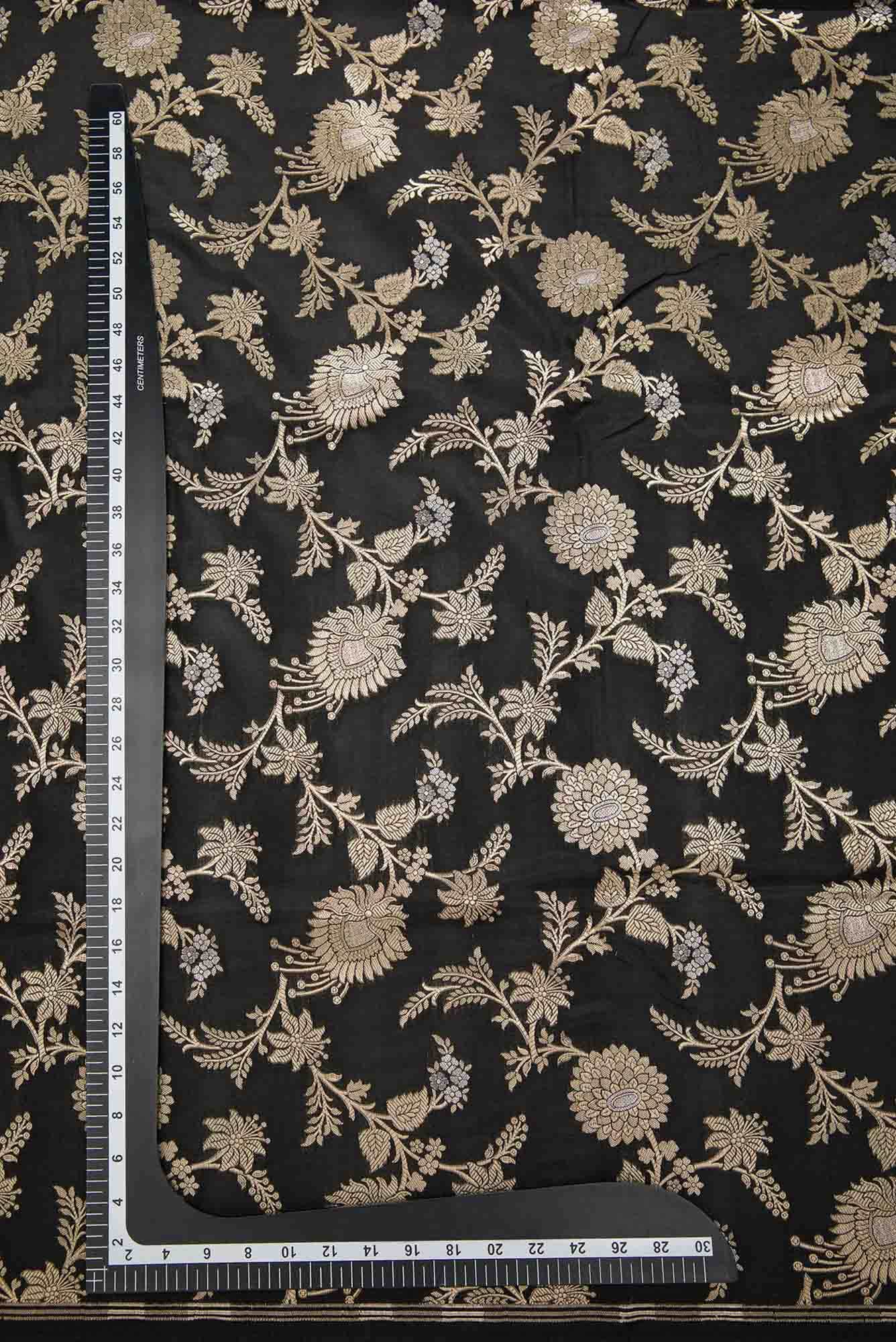 Black Banarasi Silk Dress Material